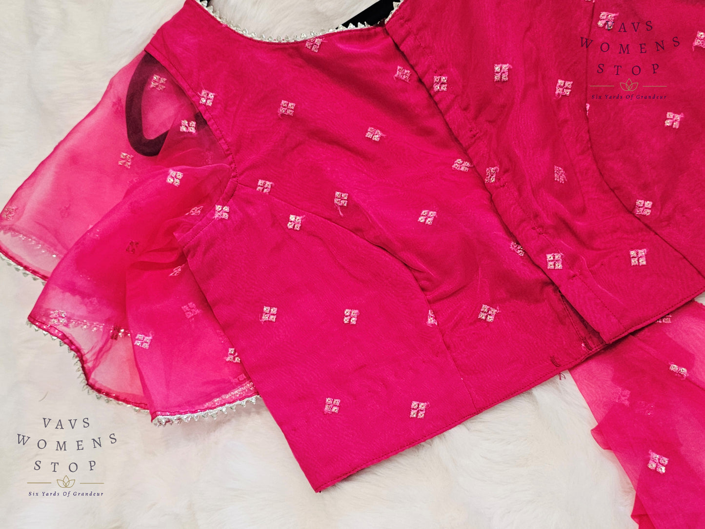 Organza Ruffle Sleeves Blouse