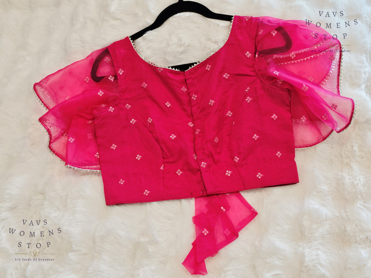 Organza Ruffle Sleeves Blouse