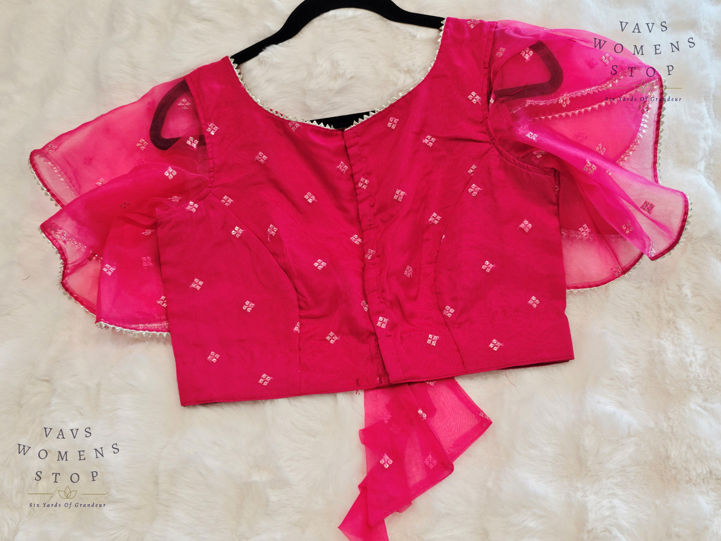 Organza Ruffle Sleeves Blouse
