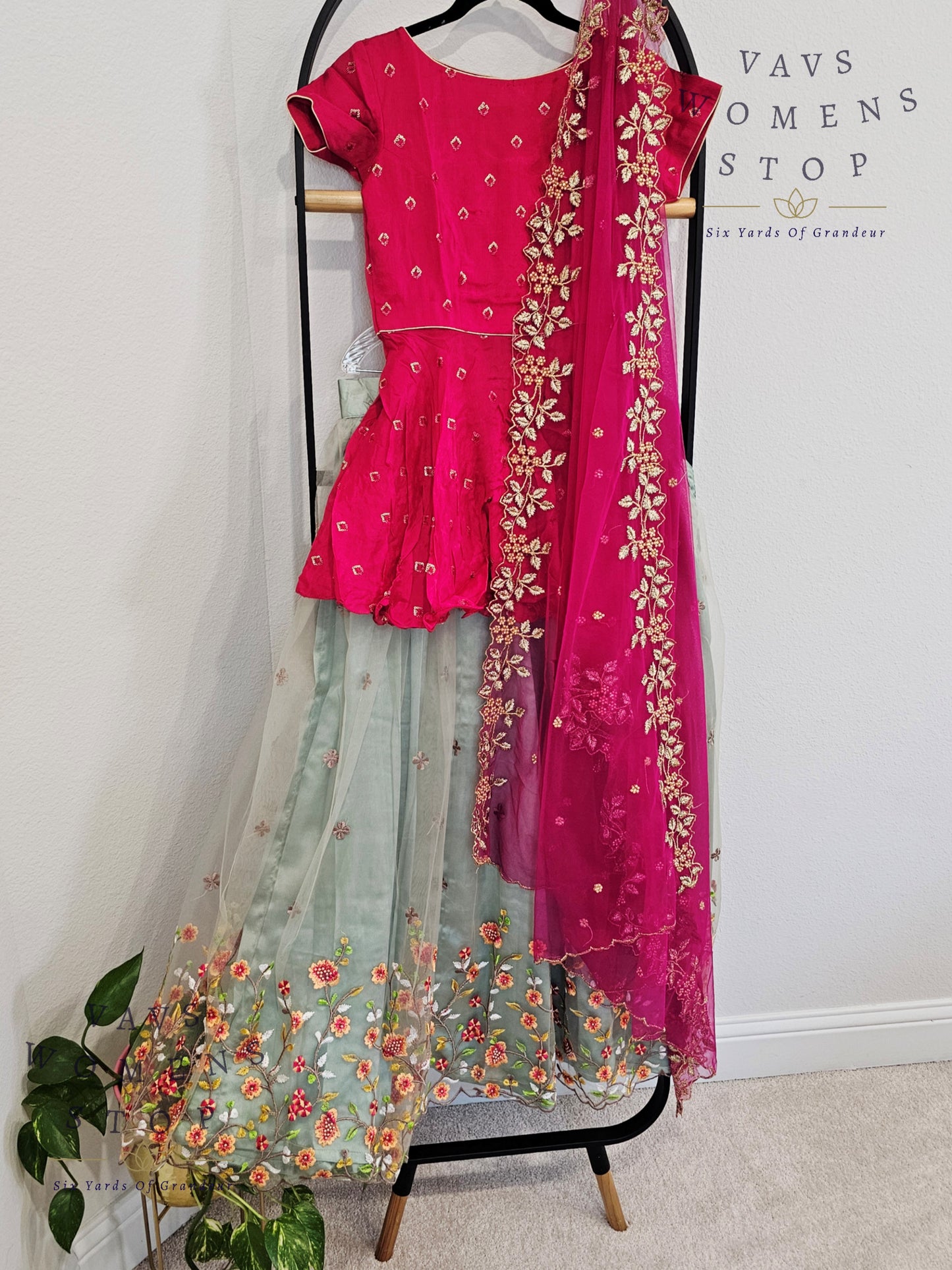 Designer Party Wear Net Lehenga - Crop Top