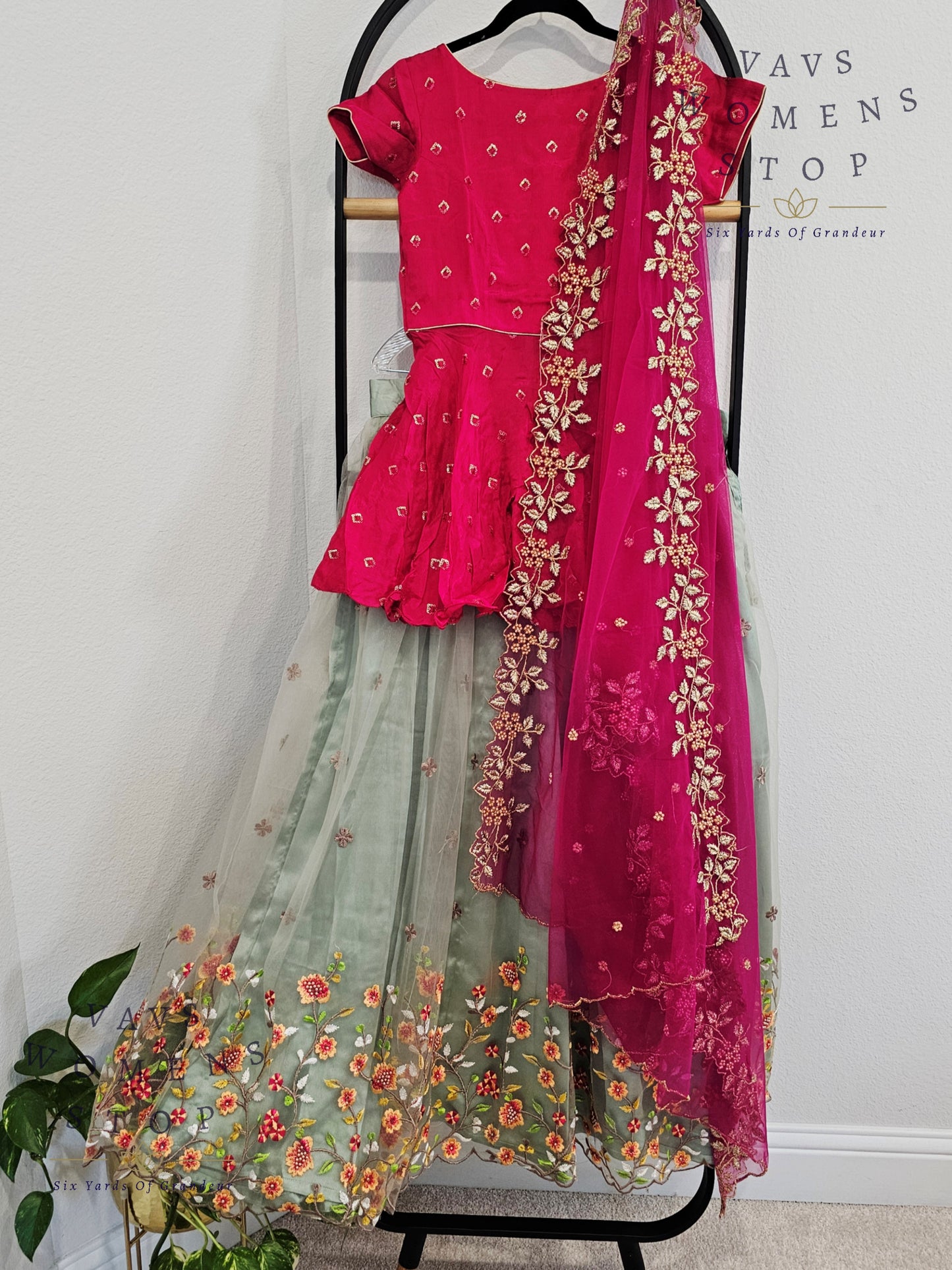 Designer Party Wear Net Lehenga - Crop Top