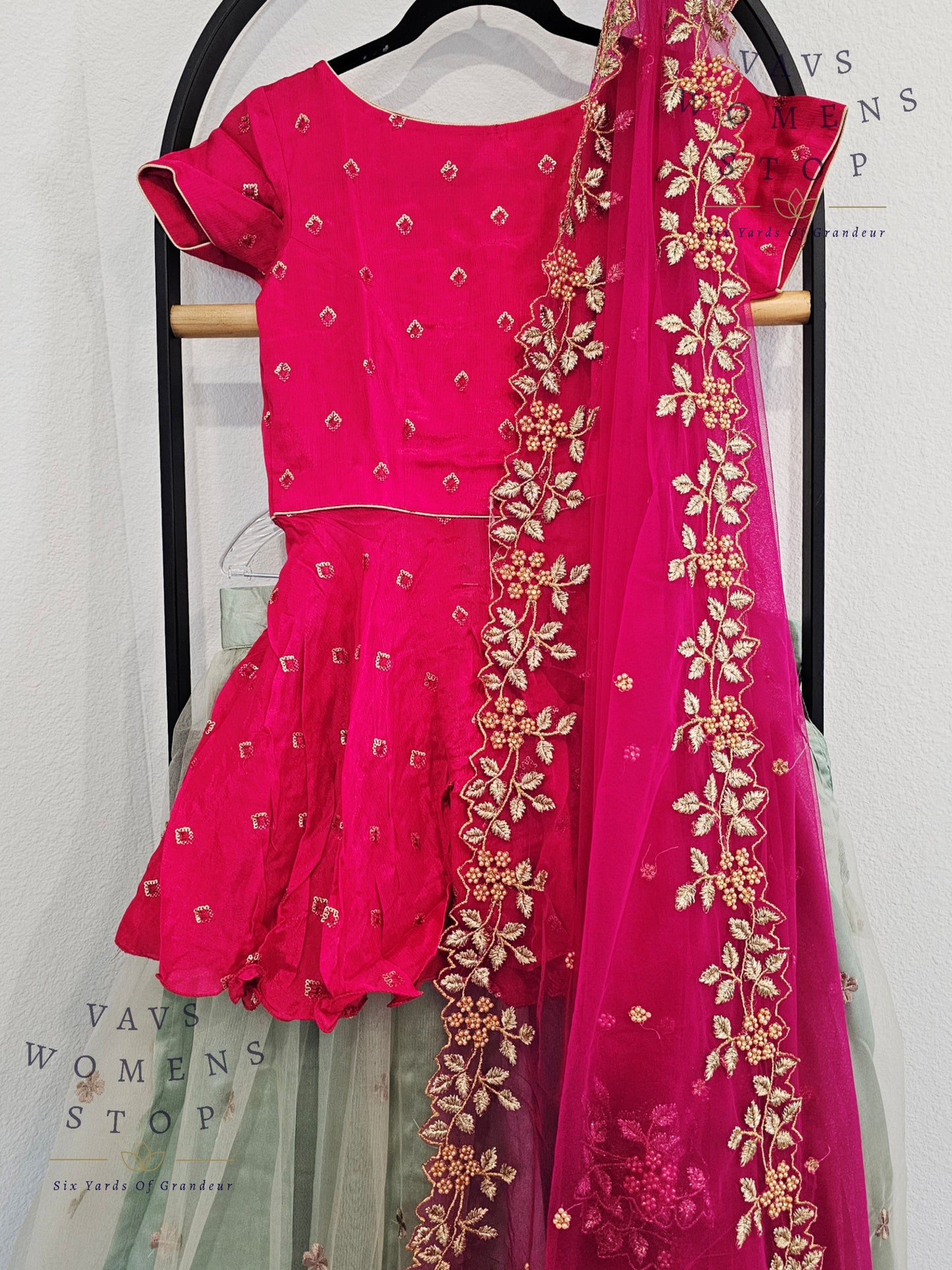 Designer Party Wear Net Lehenga - Crop Top