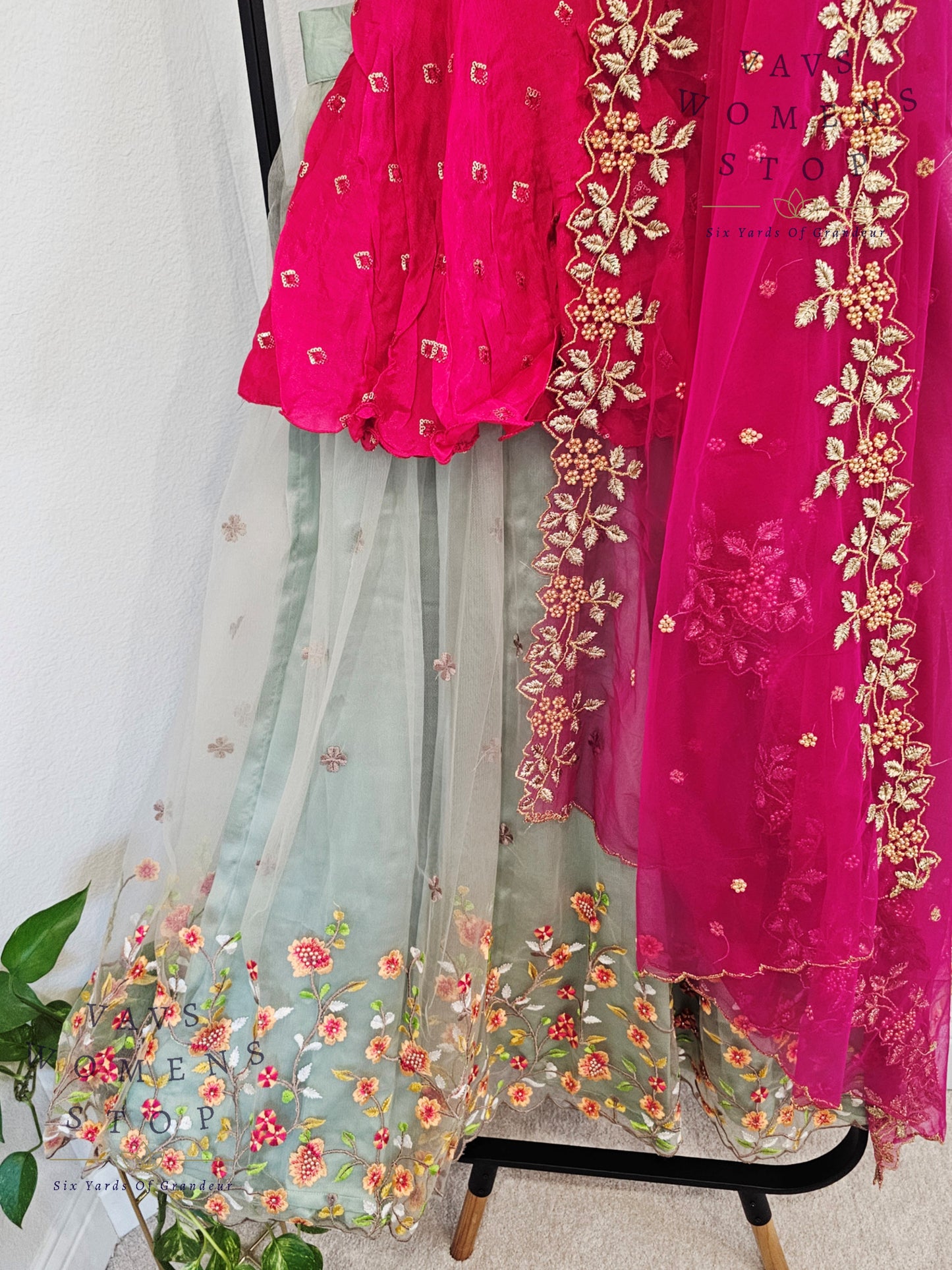 Designer Party Wear Net Lehenga - Crop Top