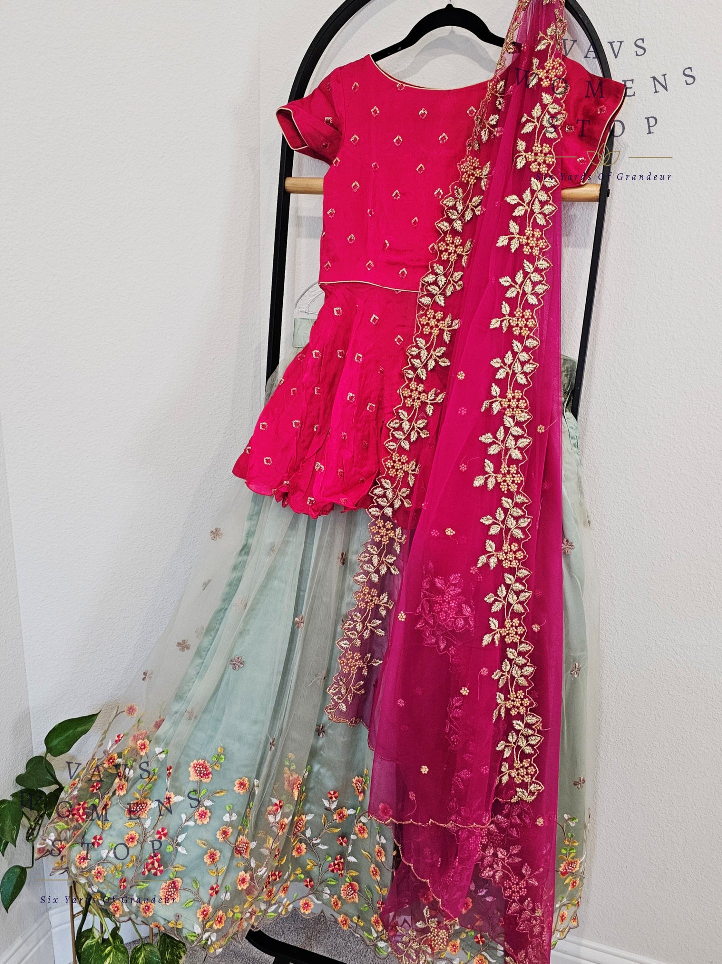 Designer Party Wear Net Lehenga - Crop Top