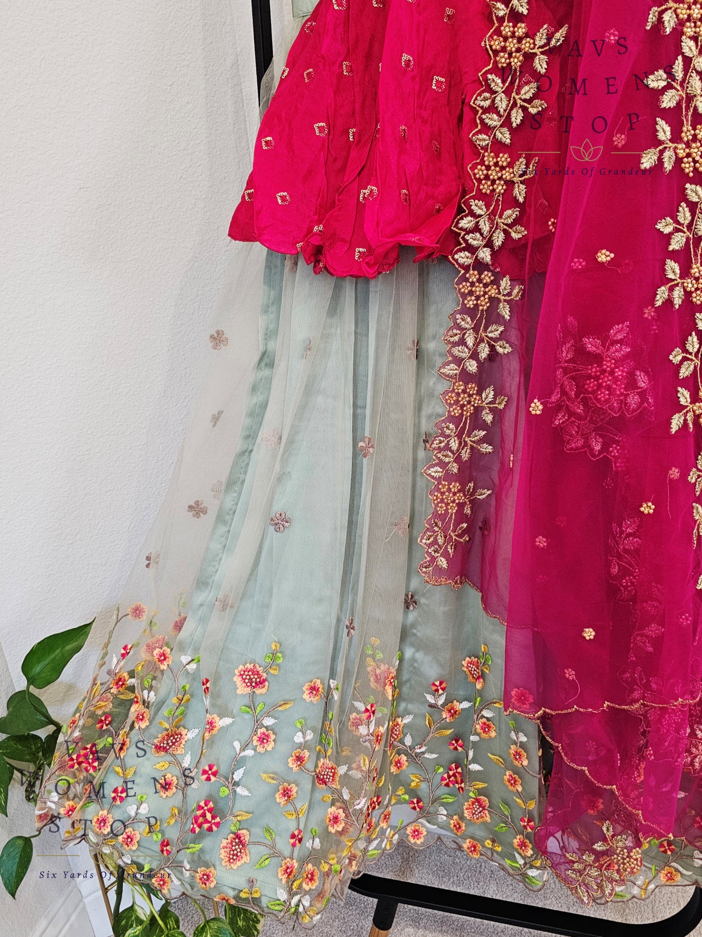 Designer Party Wear Net Lehenga - Crop Top