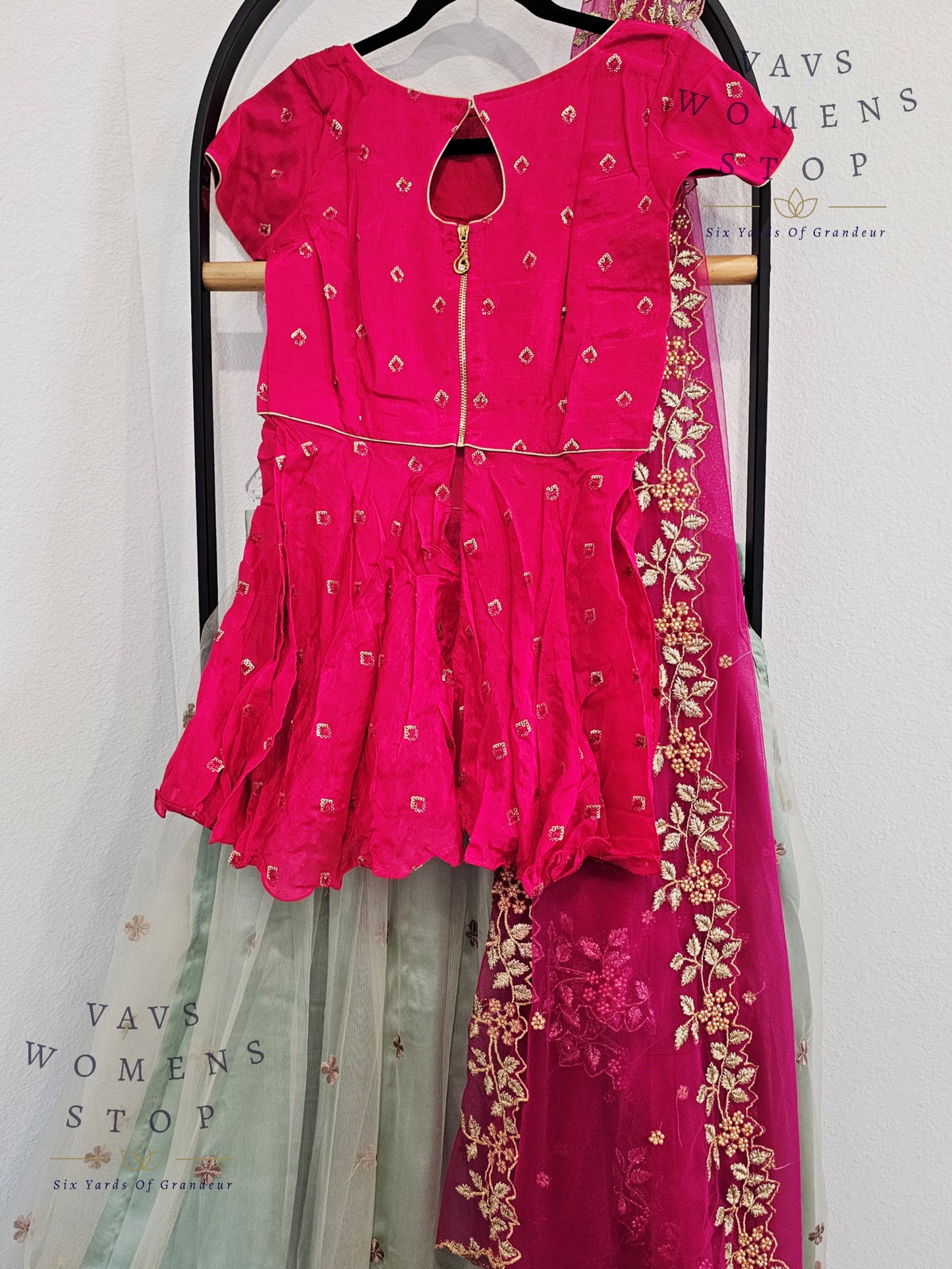 Designer Party Wear Net Lehenga - Crop Top