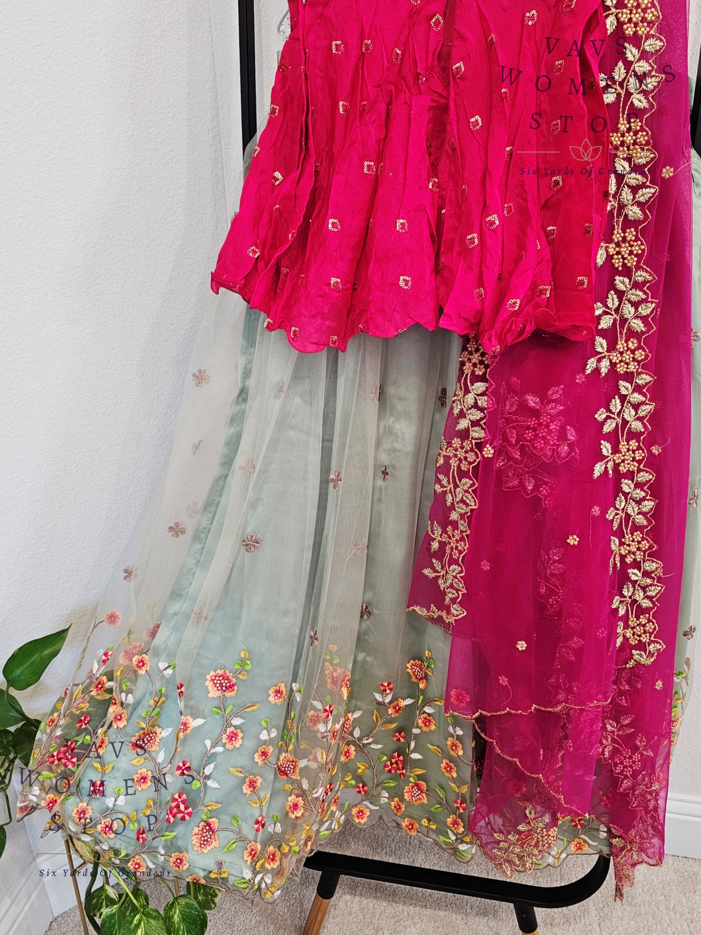 Designer Party Wear Net Lehenga - Crop Top