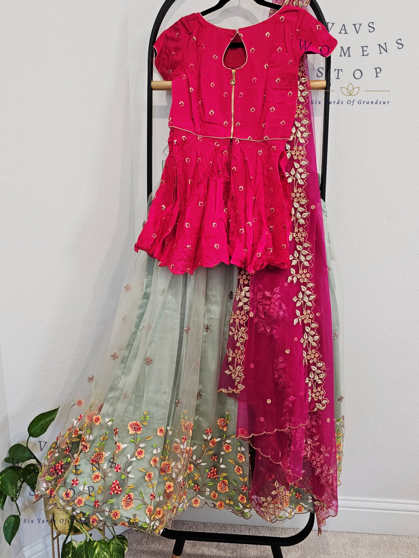 Designer Party Wear Net Lehenga - Crop Top
