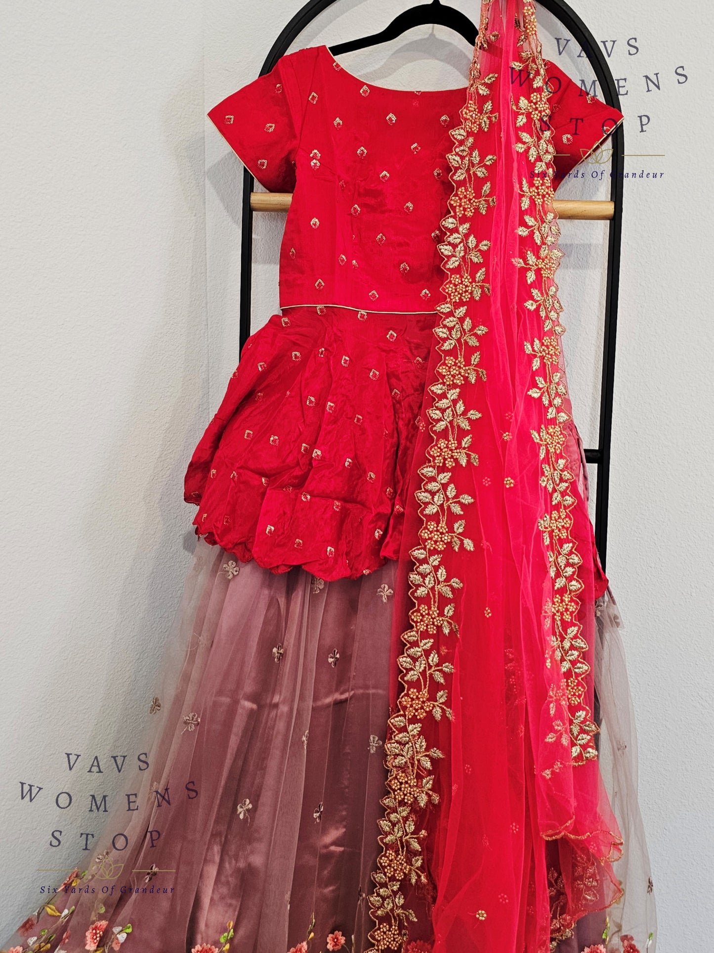Designer Party Wear Net Lehenga - Crop Top