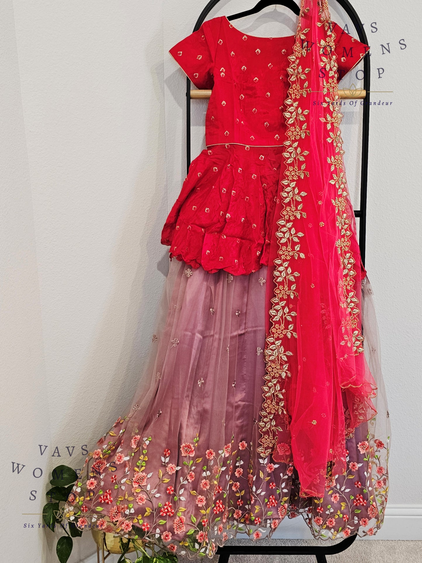 Designer Party Wear Net Lehenga - Crop Top