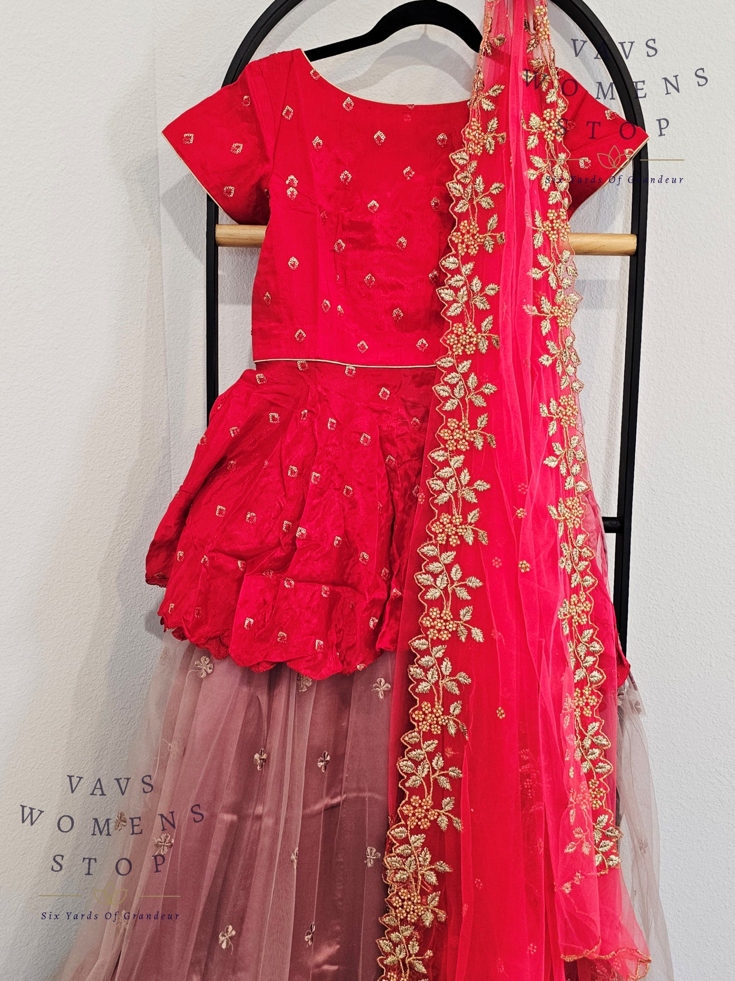 Designer Party Wear Net Lehenga - Crop Top