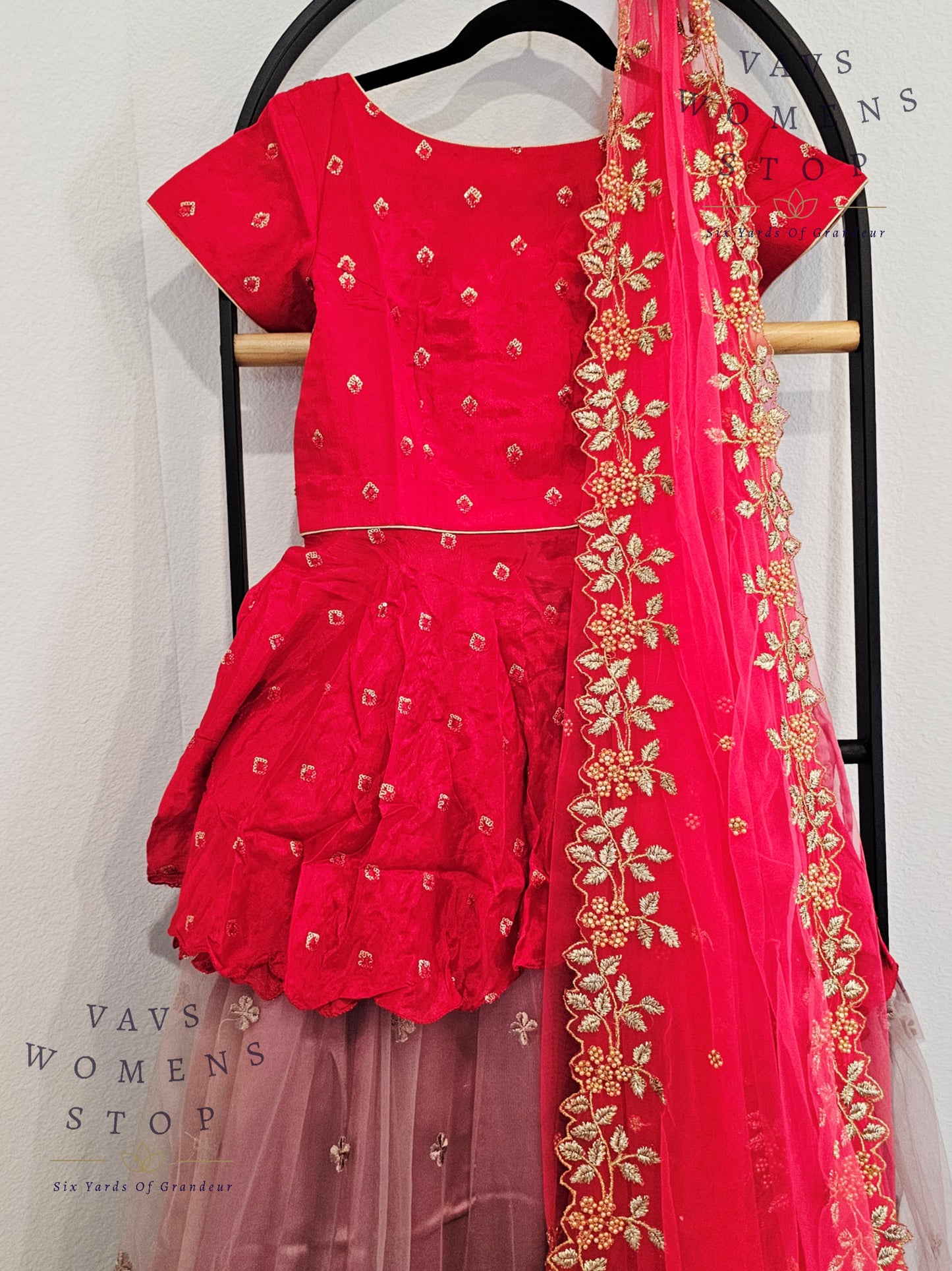 Designer Party Wear Net Lehenga - Crop Top