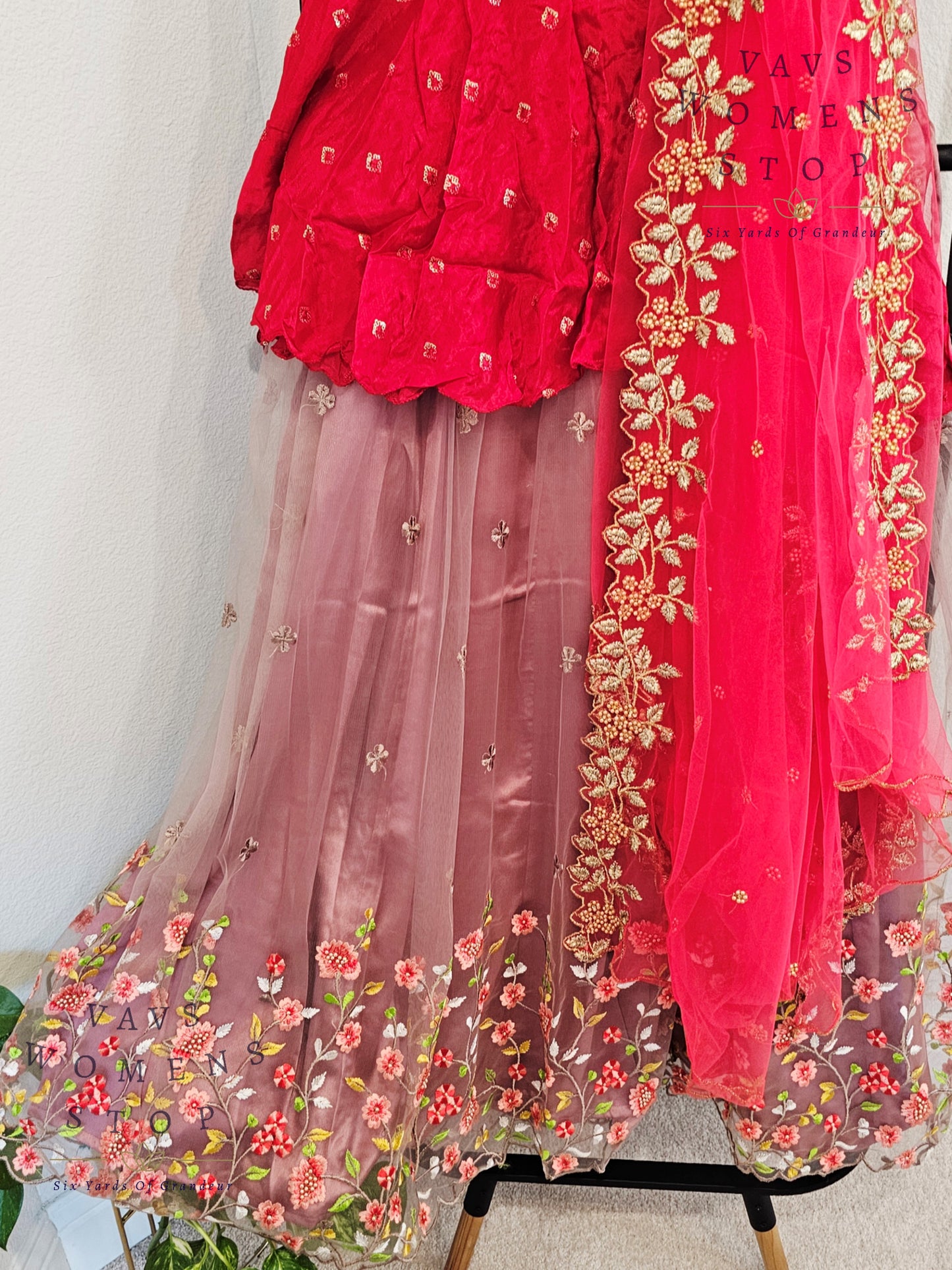 Designer Party Wear Net Lehenga - Crop Top