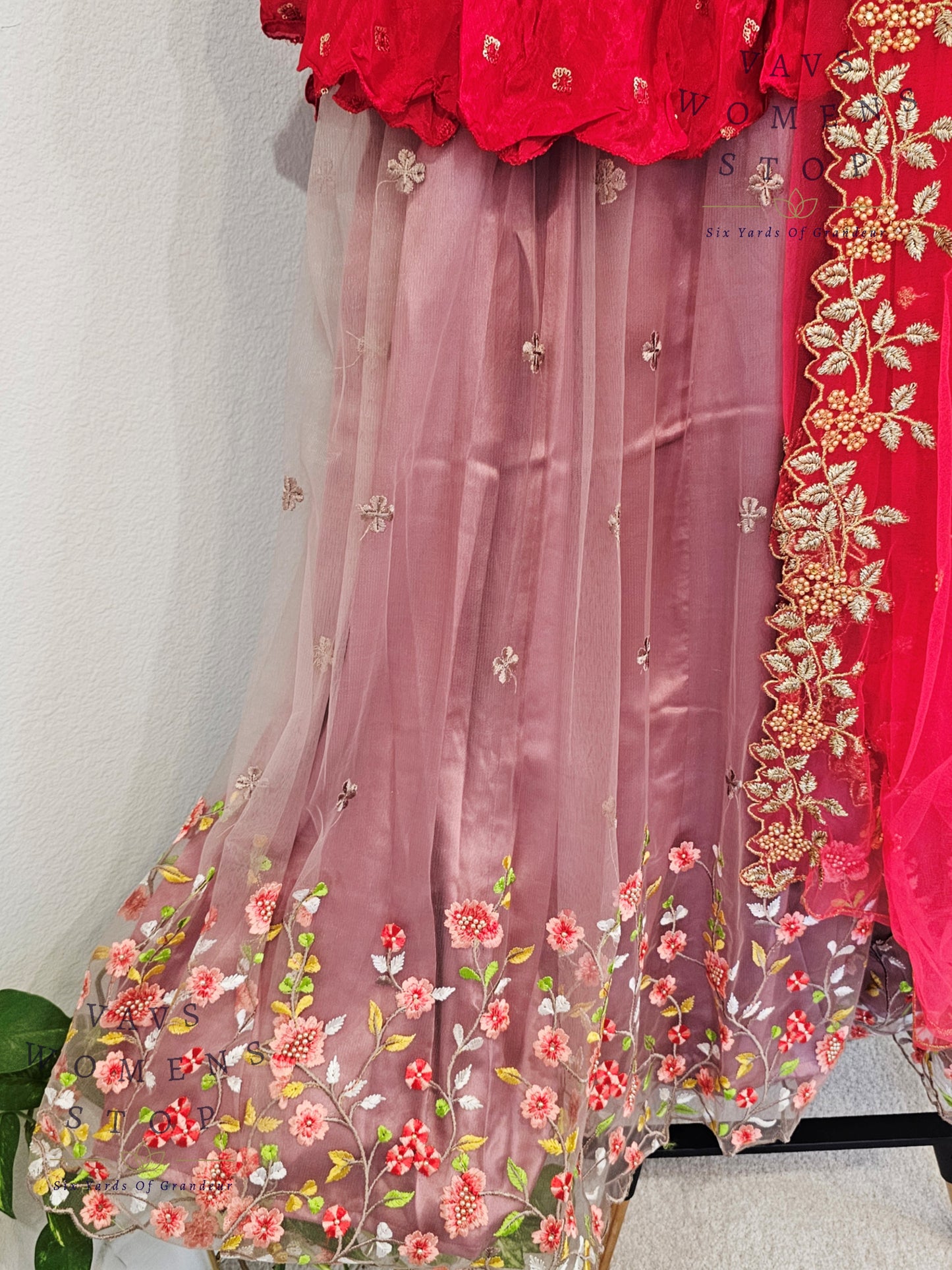 Designer Party Wear Net Lehenga - Crop Top