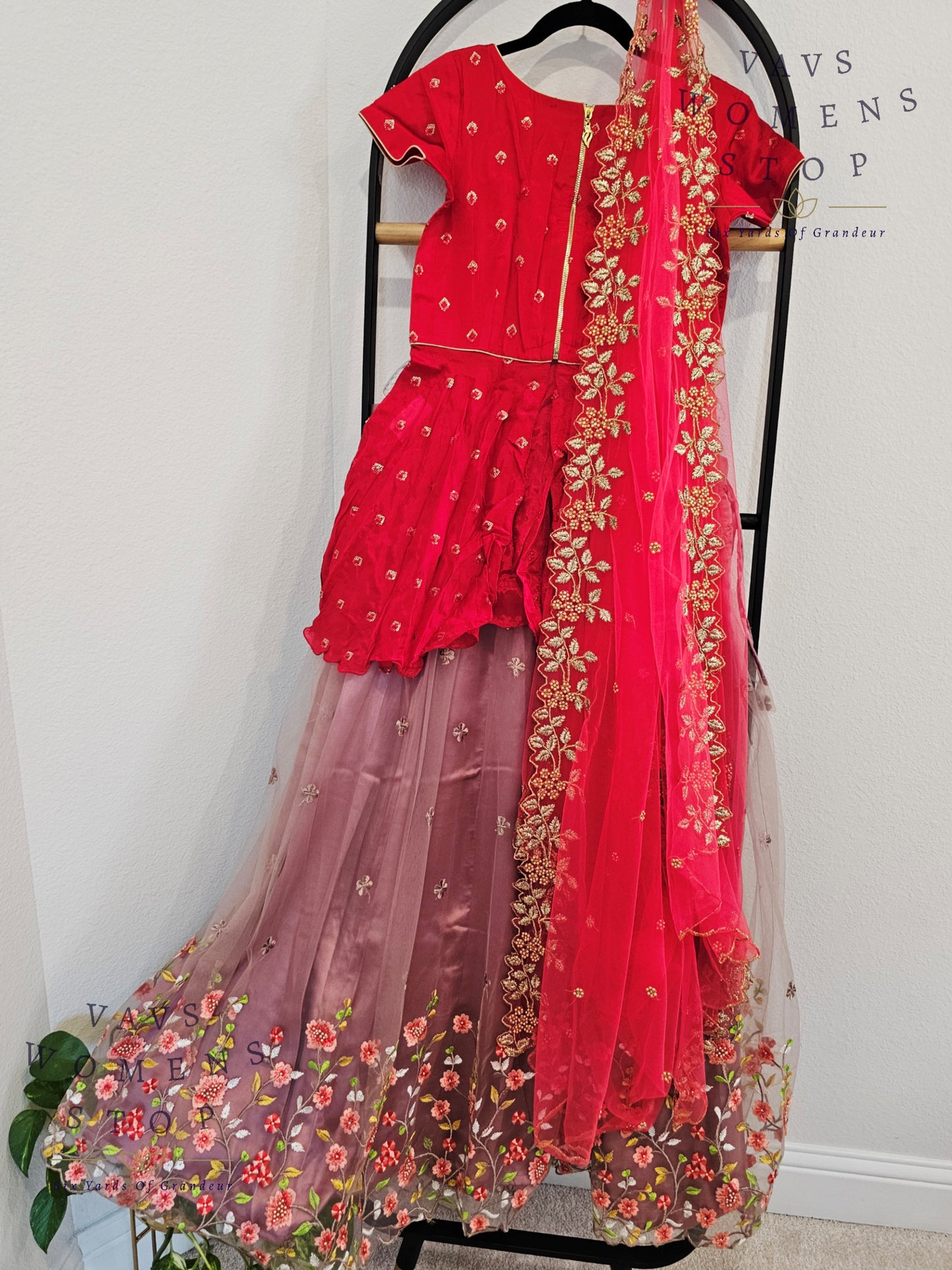 Designer Party Wear Net Lehenga - Crop Top