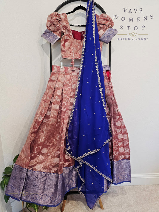 Crush Tissue Benarasi Designer Half Saree Set
