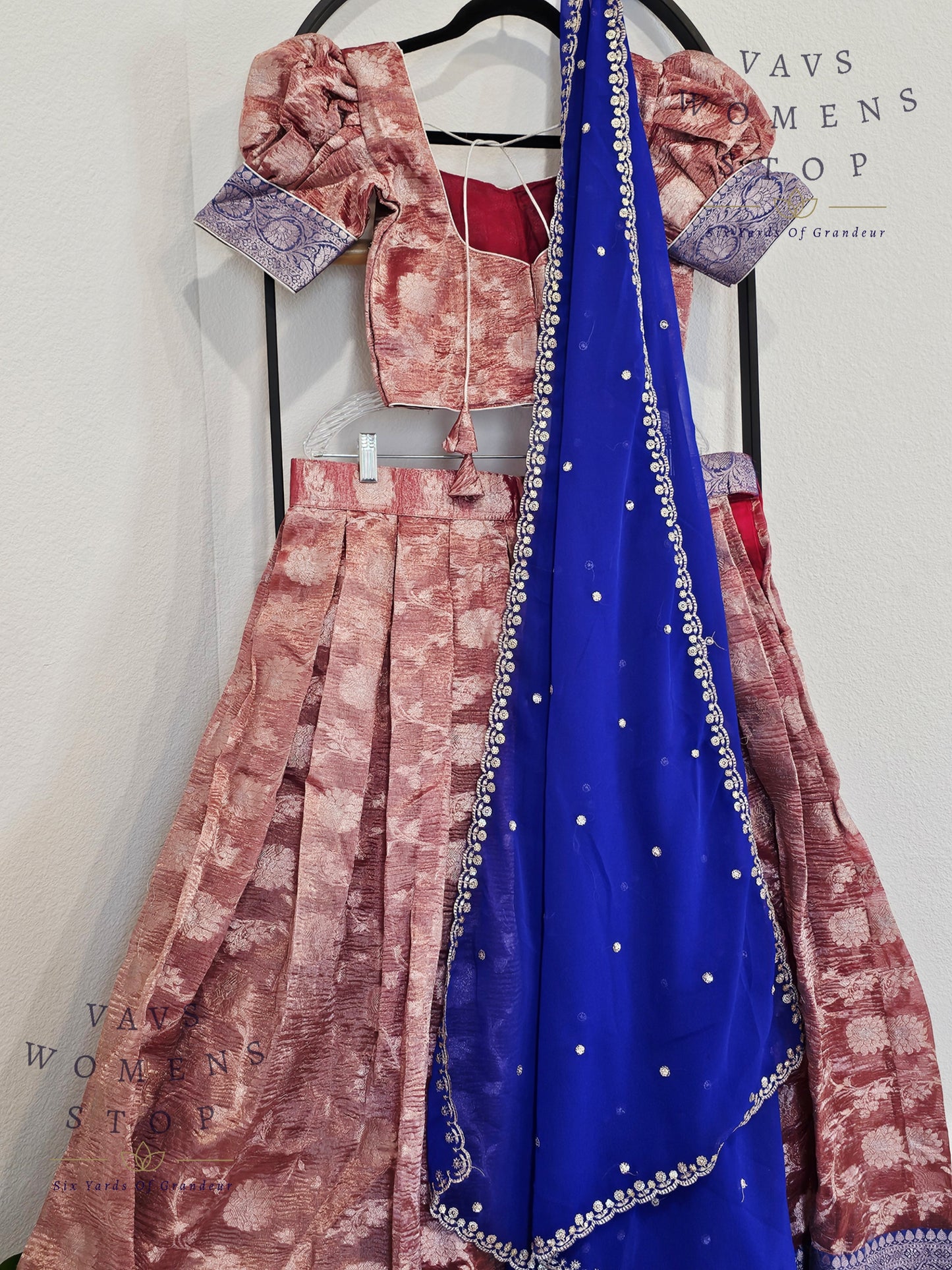 Crush Tissue Benarasi Designer Half Saree Set