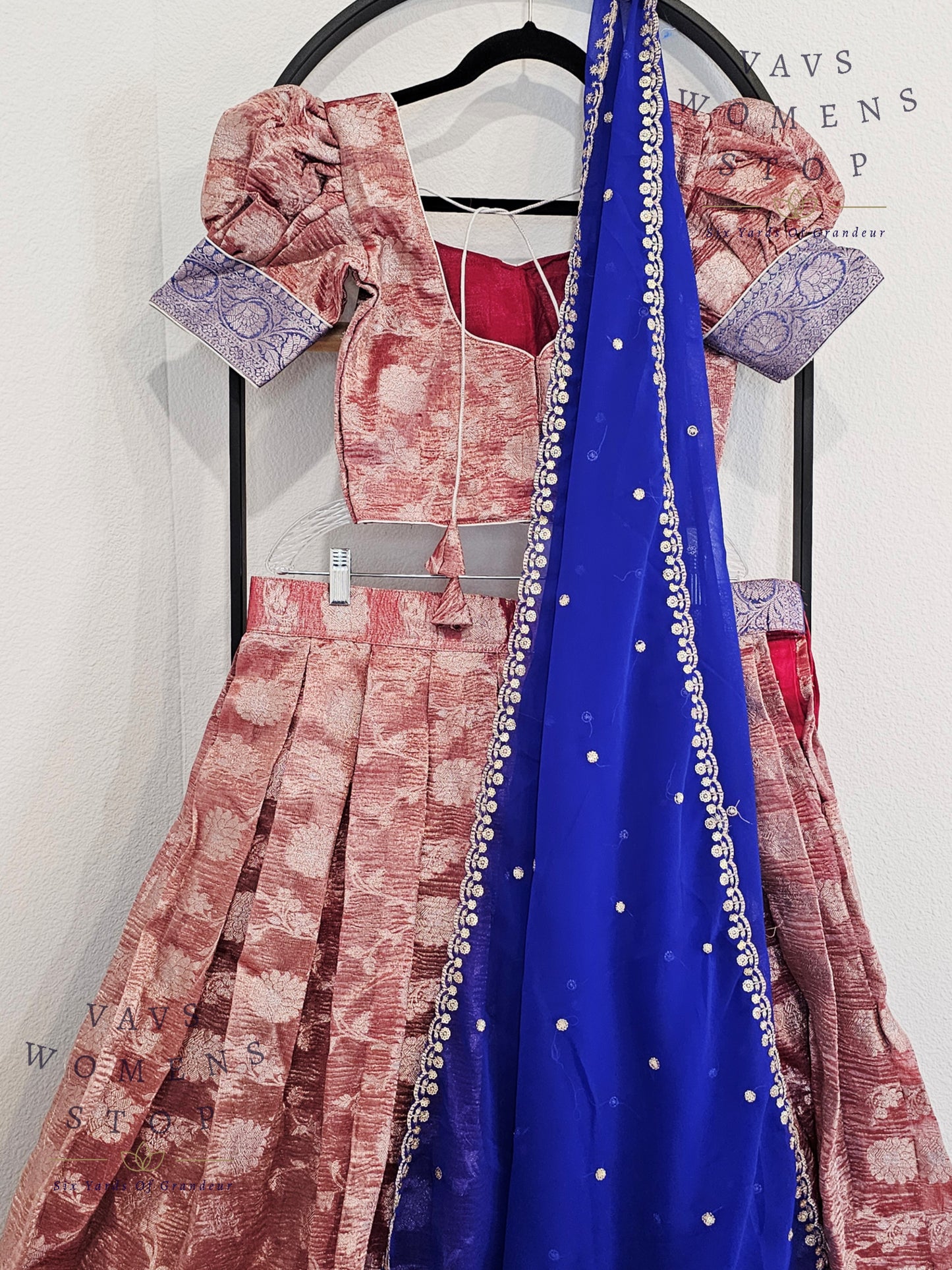 Crush Tissue Benarasi Designer Half Saree Set