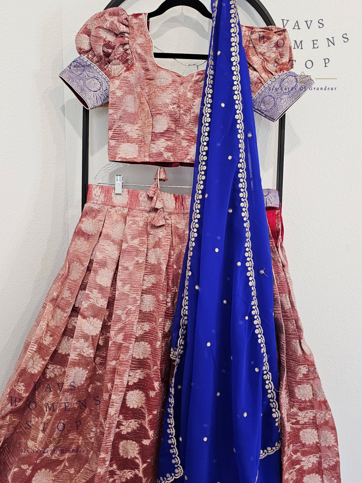Crush Tissue Benarasi Designer Half Saree Set