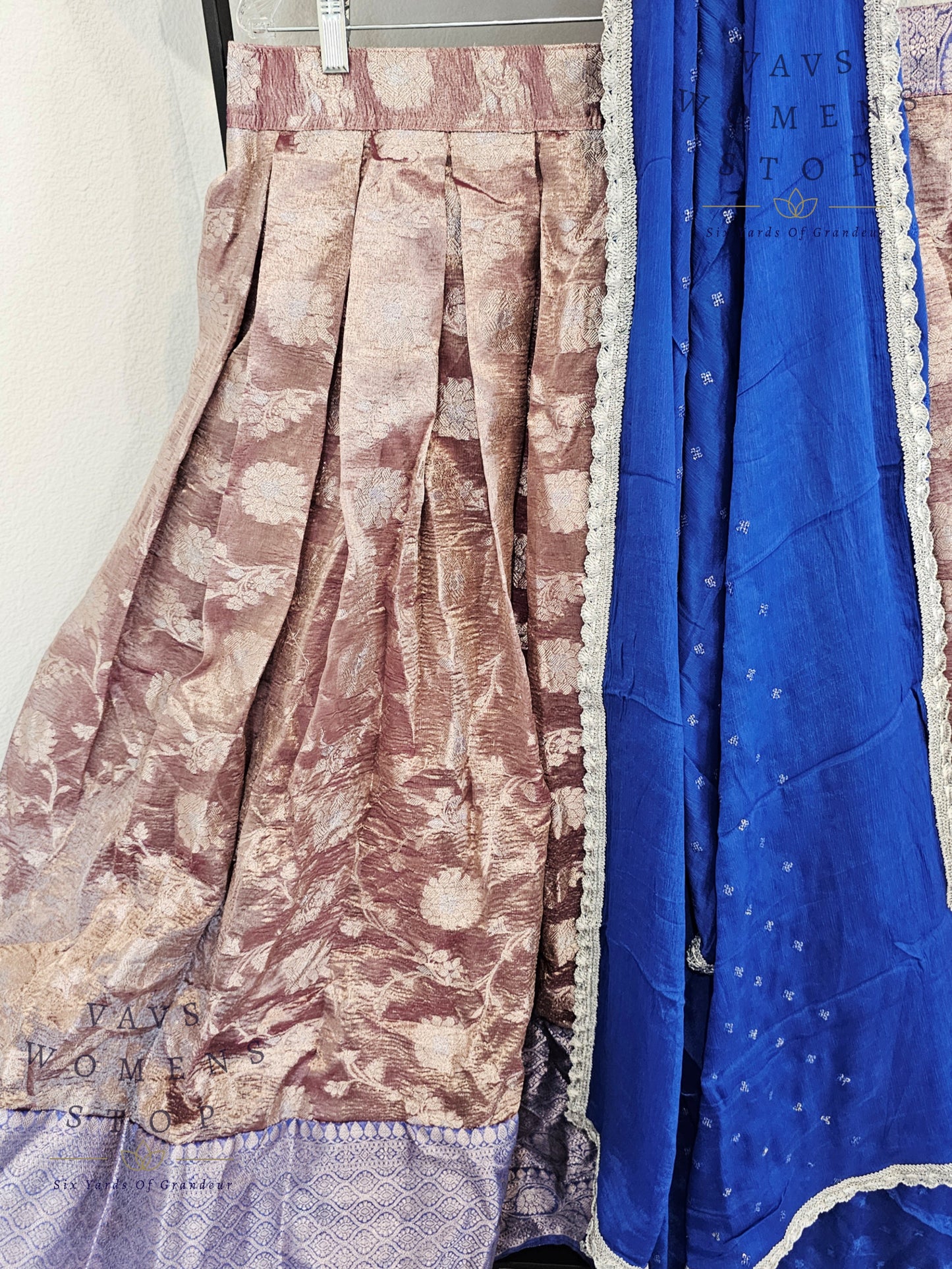 Crush Tissue Benarasi Designer Half Saree Set