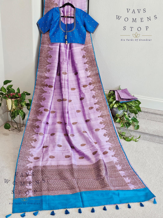 Pure Benarasi Tussar Rawsilk Saree - Pure Rawsilk Blouse