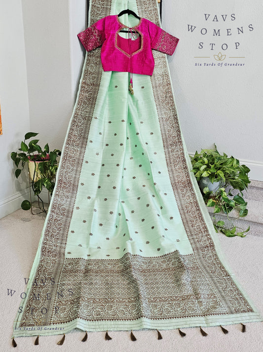 Pure Benarasi Tussar Rawsilk Saree - Blouse