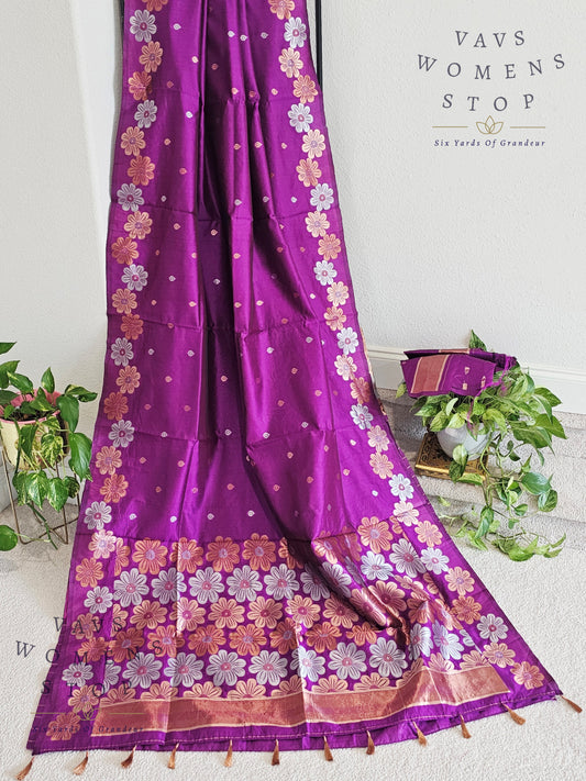 Semi Benarasi Silk Cotton Saree