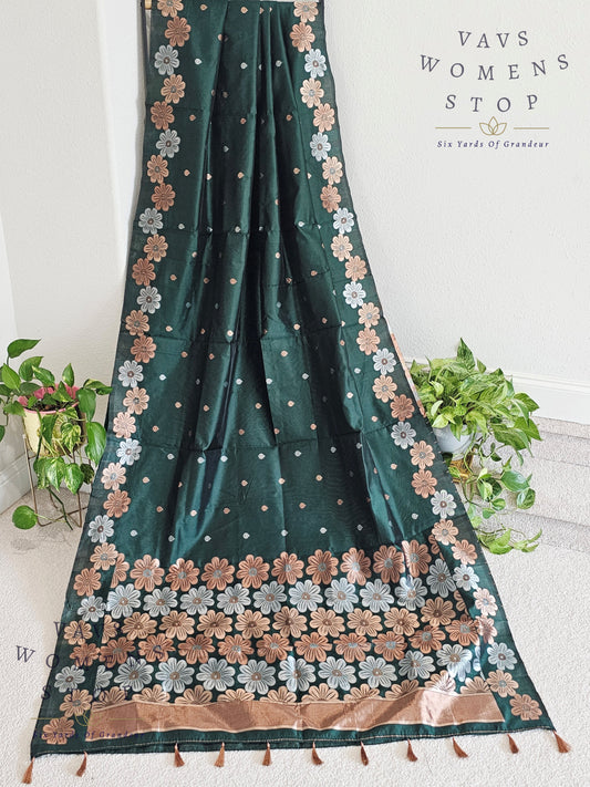 Semi Benarasi Silk Cotton Saree
