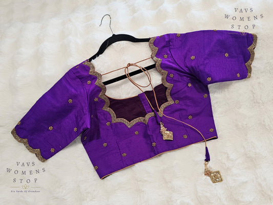 “Purple Raw Silk Blouse with Maggam Hand Embroidery – Bridal Wear USA”

“Designer Purple Raw Silk Maggam Work Blouse – Ready to Ship USA”
