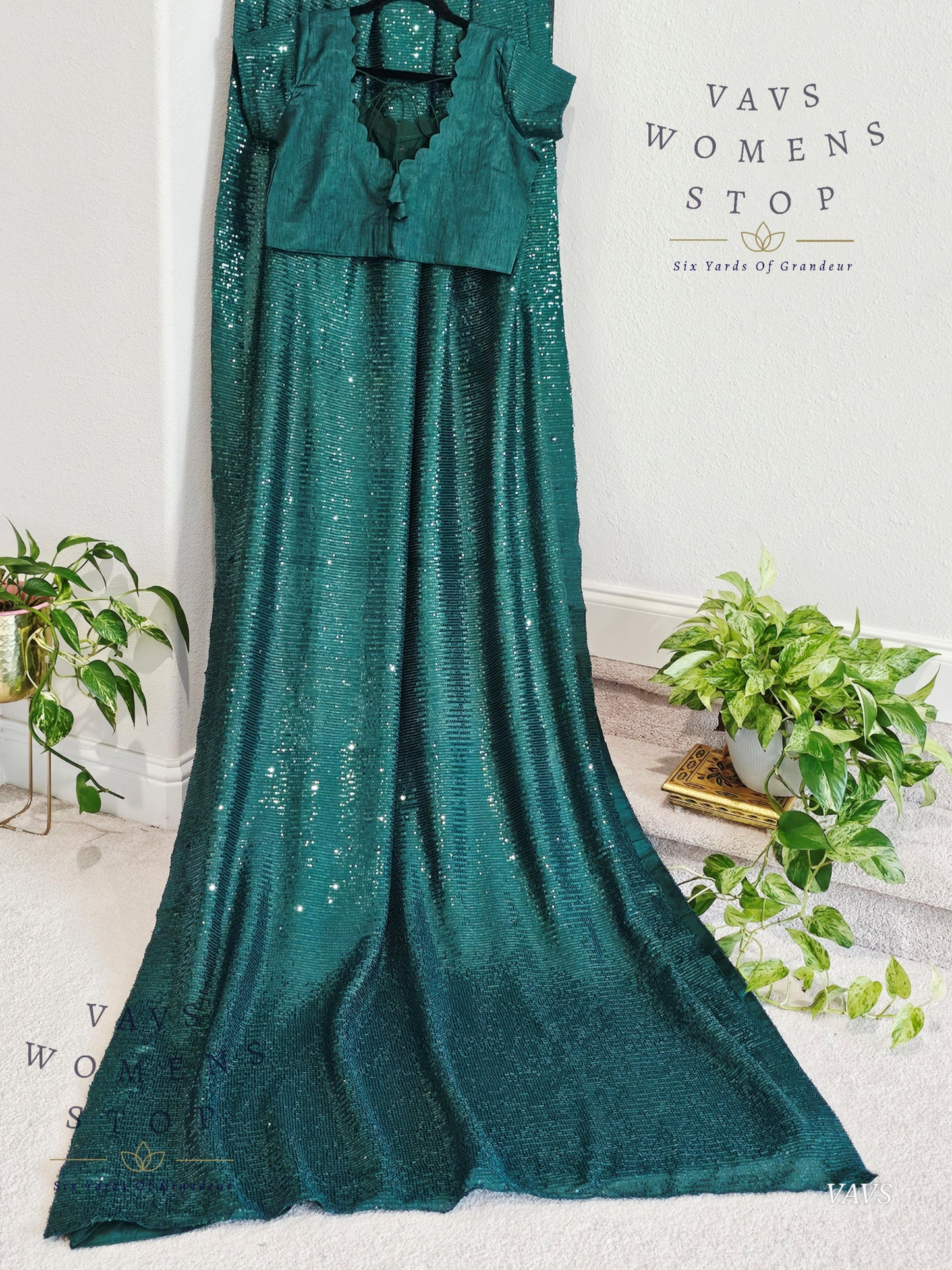 Designer Sequins Net Saree - Blouse