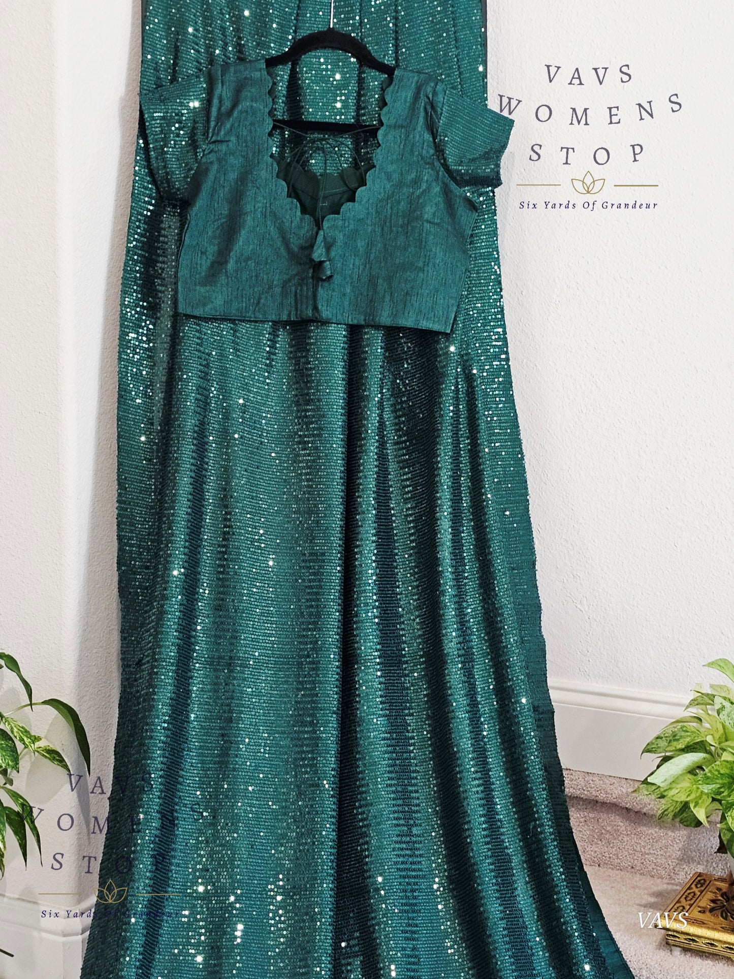 Designer Sequins Net Saree - Blouse