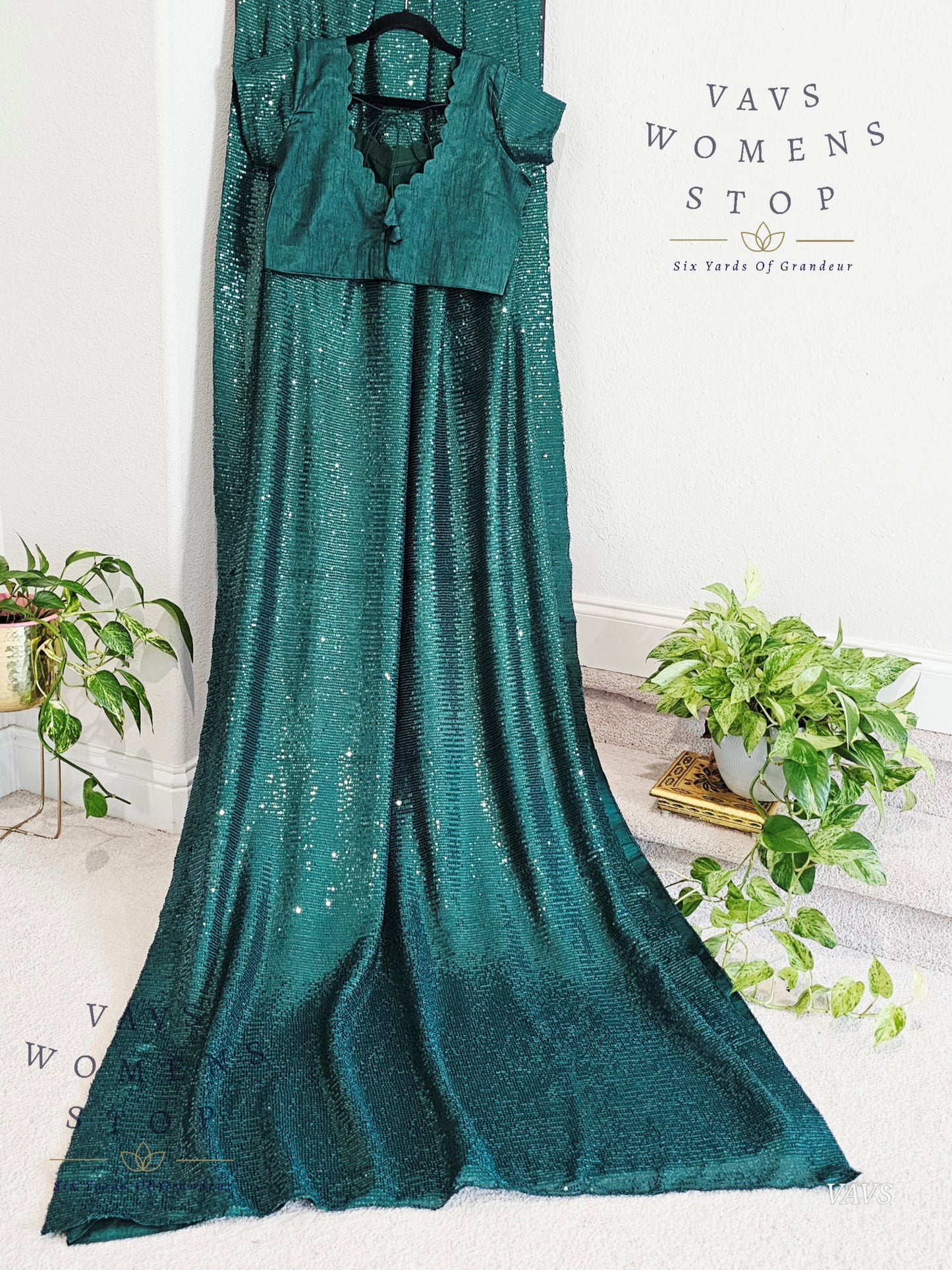 Designer Sequins Net Saree - Blouse