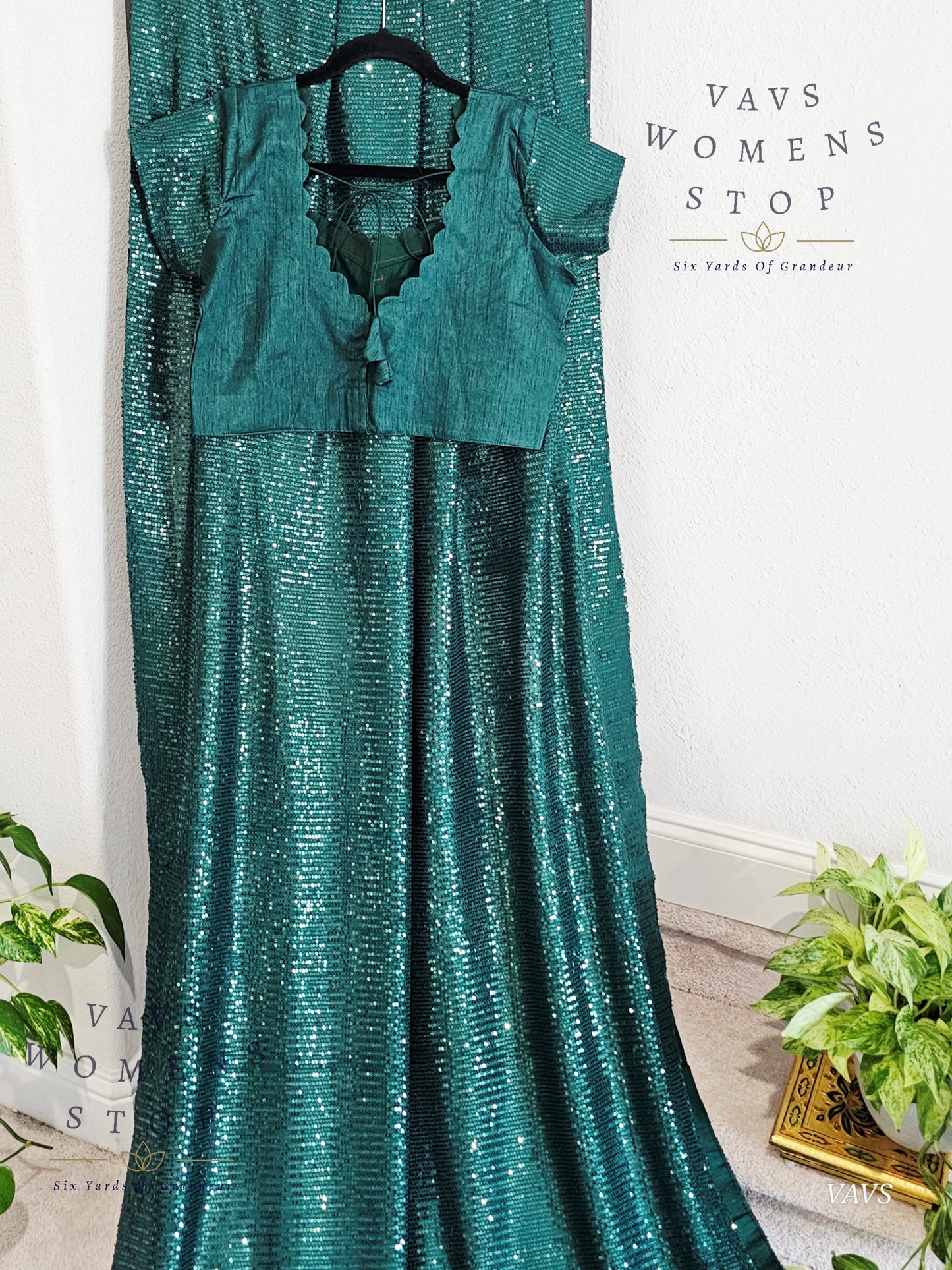 Designer Sequins Net Saree - Blouse
