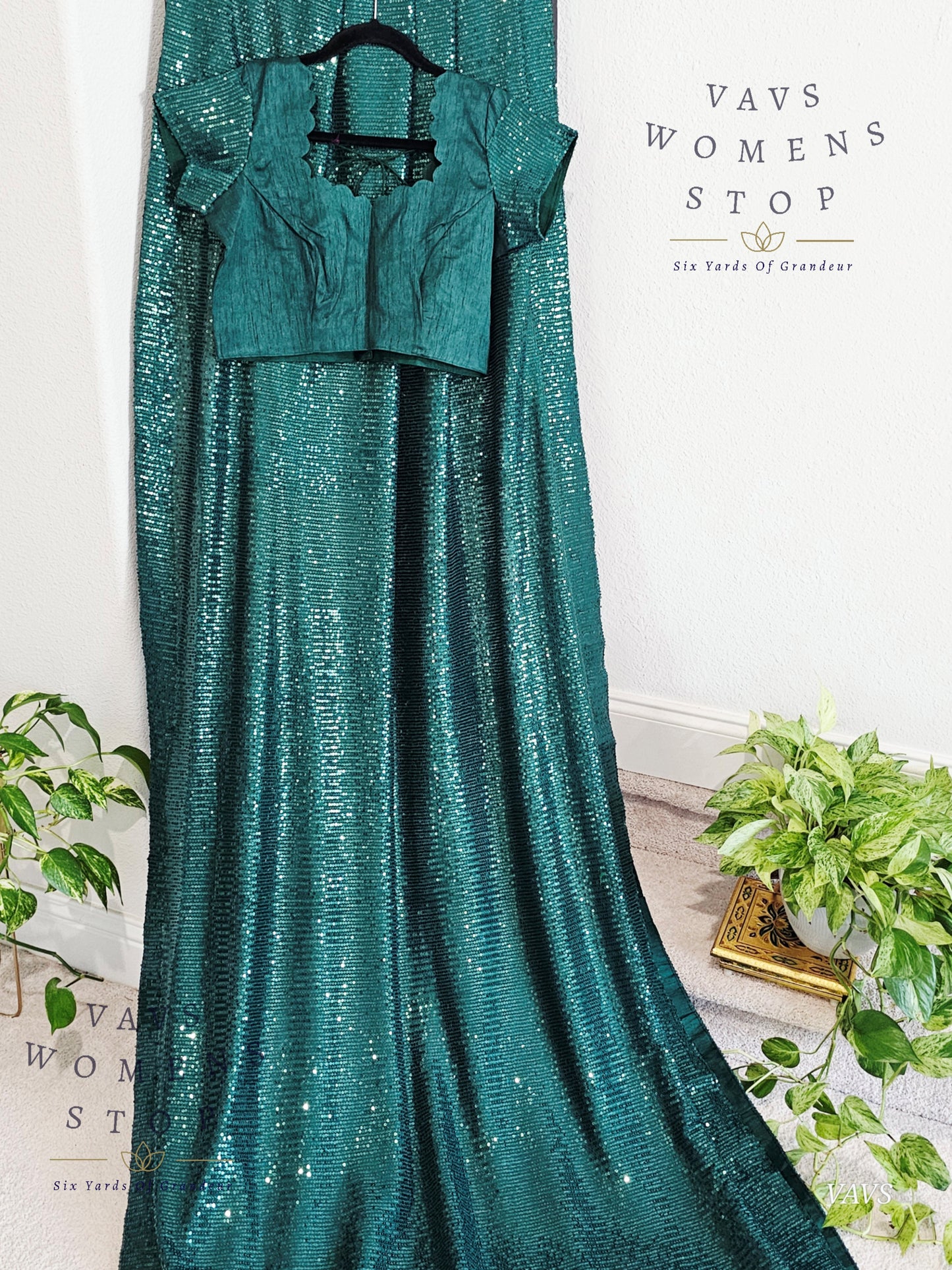 Designer Sequins Net Saree - Blouse