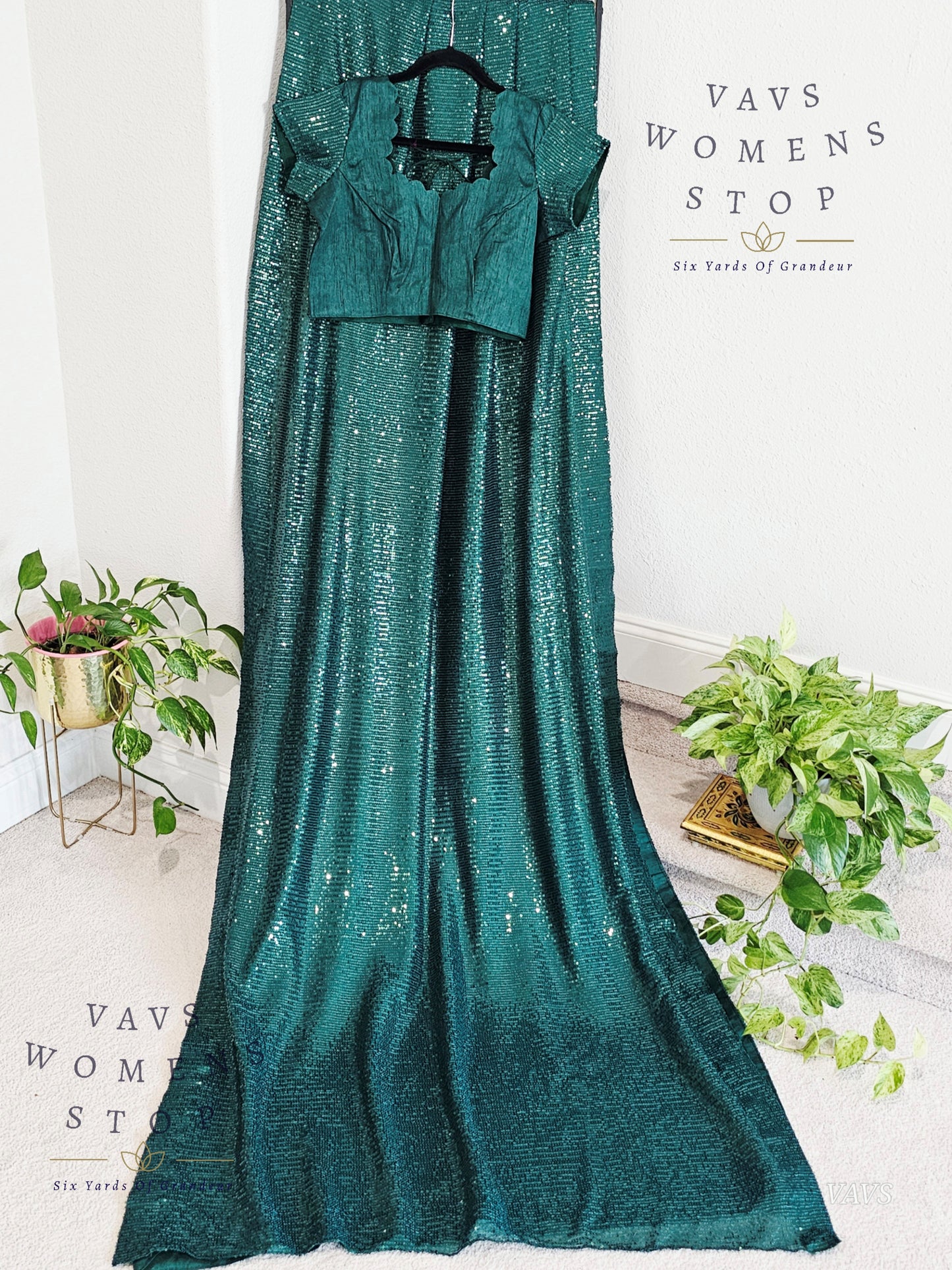 Designer Sequins Net Saree - Blouse
