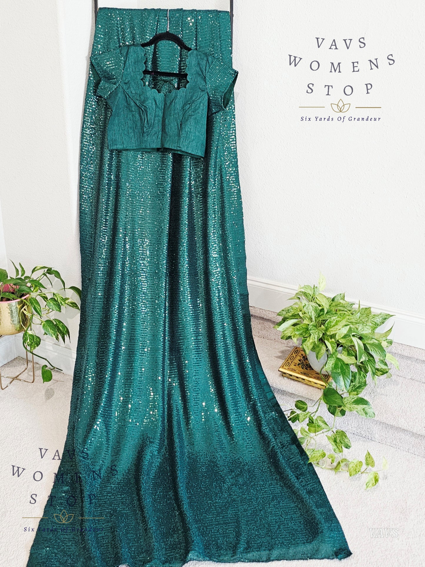 Designer Sequins Net Saree - Blouse