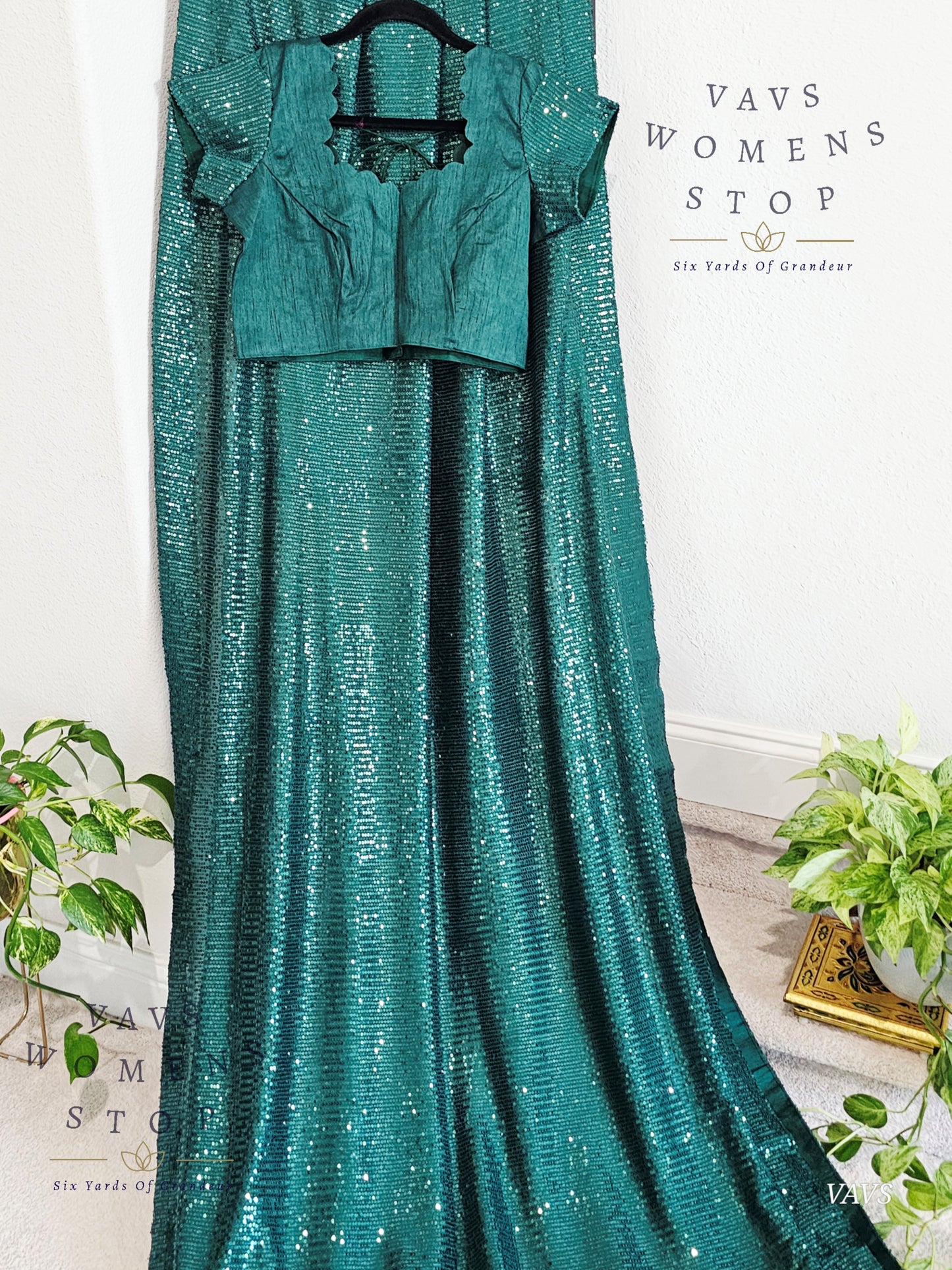 Designer Sequins Net Saree - Blouse