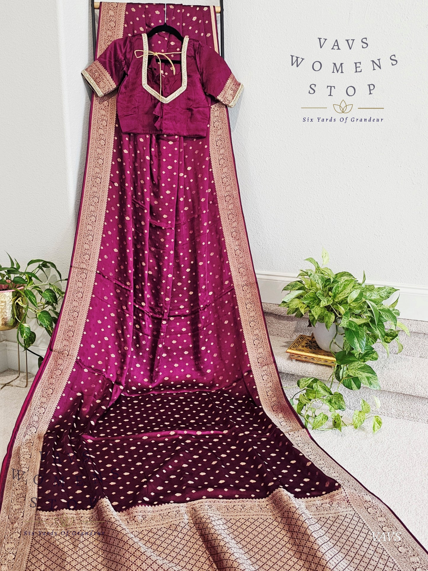 Designer Satin Benarasi Silk Saree - Blouse
