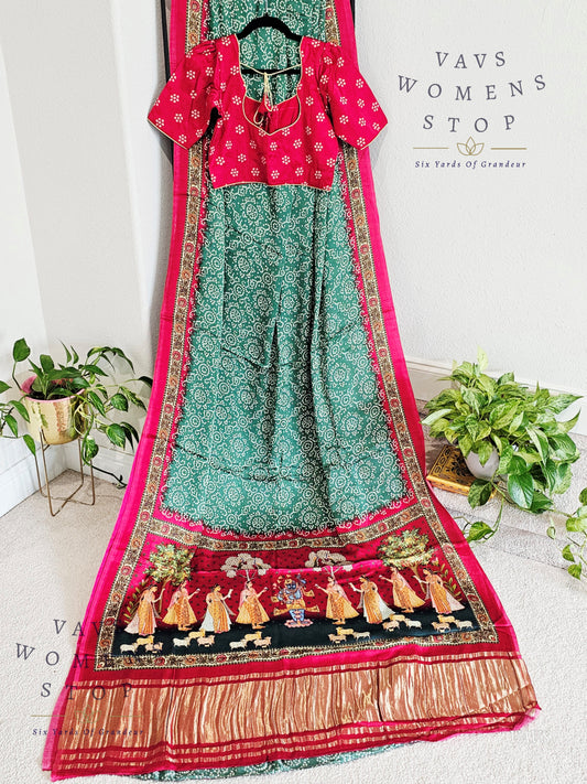 Pure Gaji Silk Patola Prints Saree - Blouse