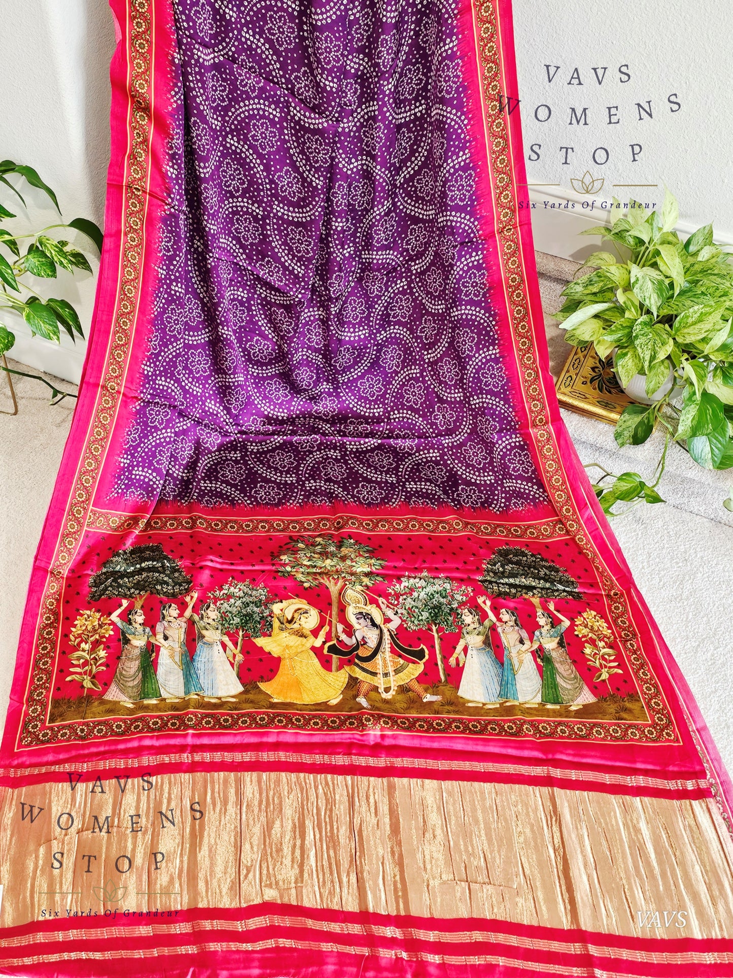 Pure Gaji Silk Patola Prints Saree - Blouse