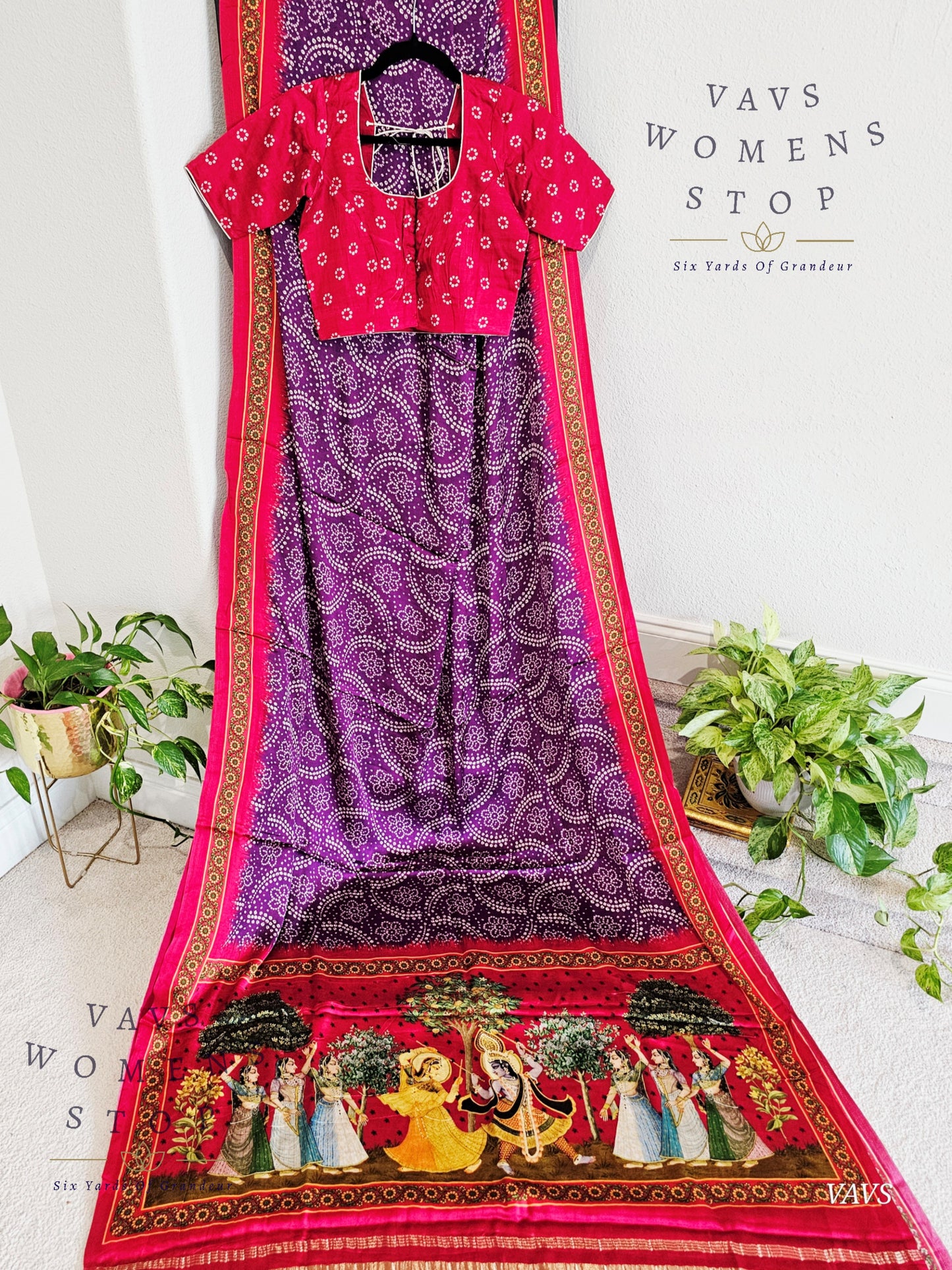 Pure Gaji Silk Patola Prints Saree - Blouse