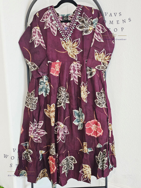 Readymade Soft Silk Cotton Kurthi/Frock - L