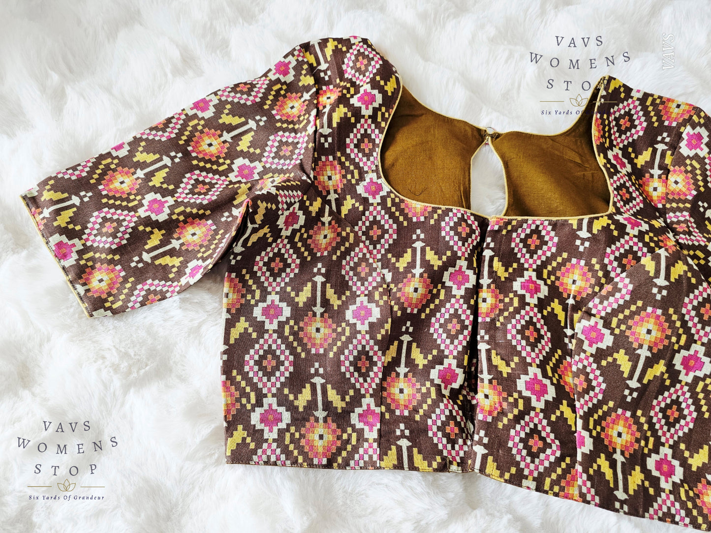 Designer Pochampally Ikkat Print Tussar Cotton Blouse