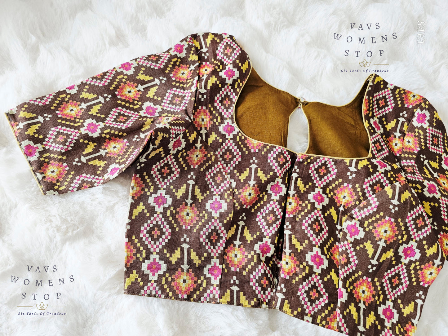 Designer Pochampally Ikkat Print Tussar Cotton Blouse
