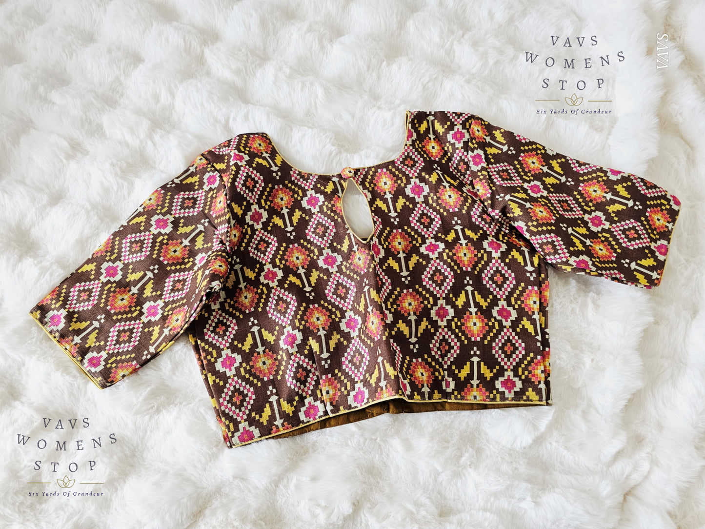 Designer Pochampally Ikkat Print Tussar Cotton Blouse