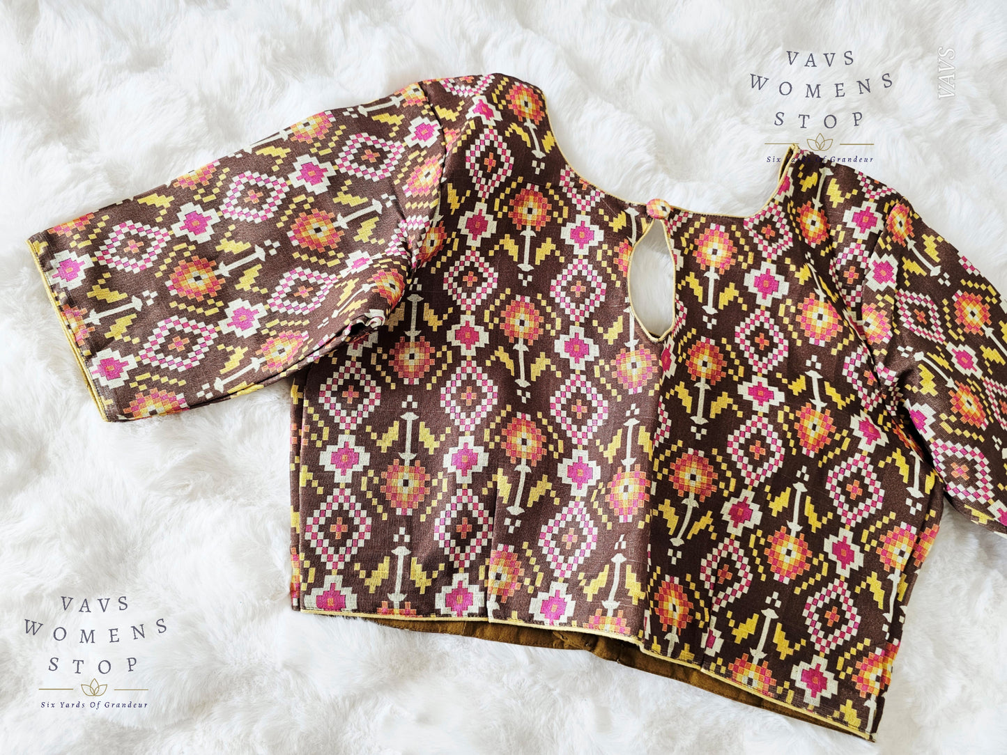 Designer Pochampally Ikkat Print Tussar Cotton Blouse