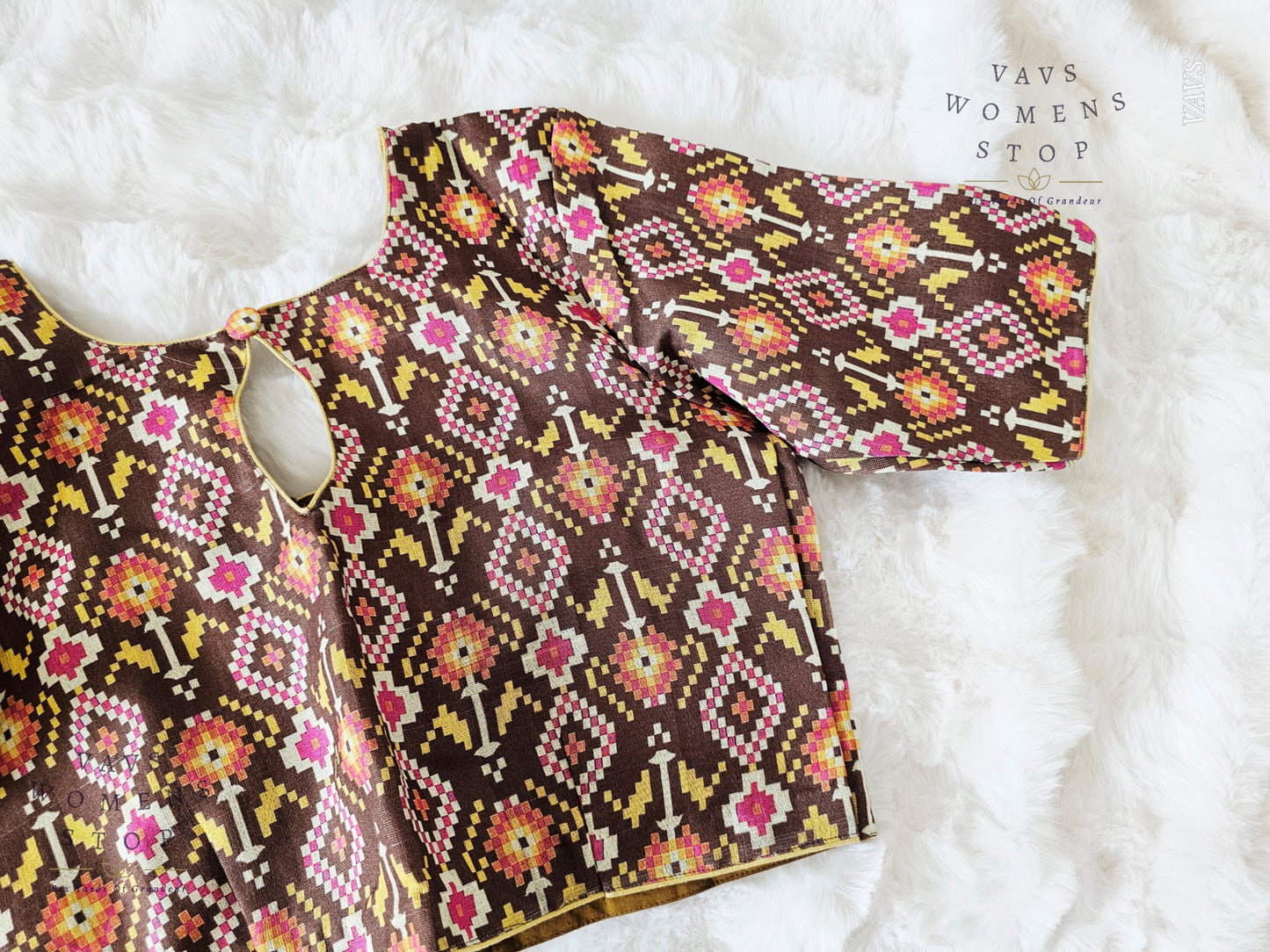 Designer Pochampally Ikkat Print Tussar Cotton Blouse