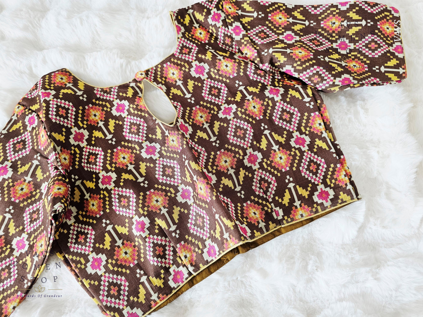 Designer Pochampally Ikkat Print Tussar Cotton Blouse