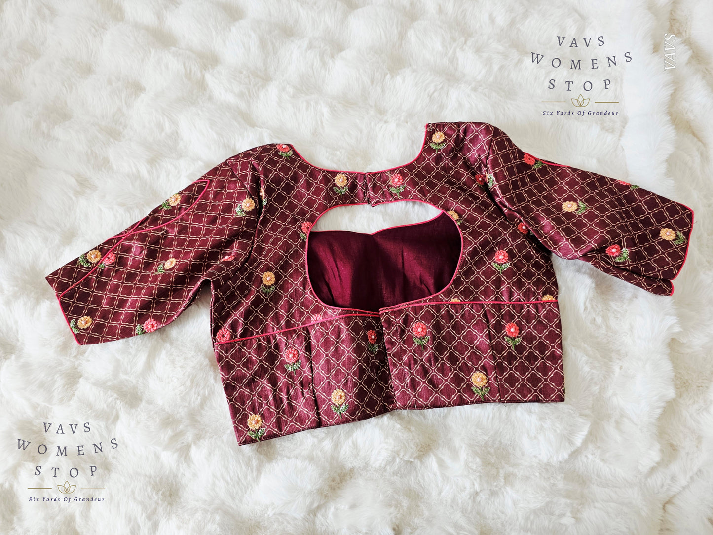 Floral Embroidery on Tussar RawSilk Blouse