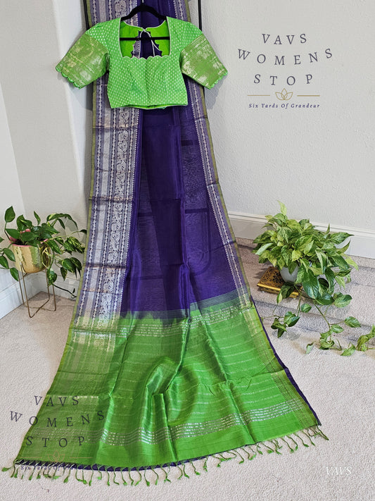 Mangalagiri Pattu Kanchi Border Style Designer Saree - Blouse